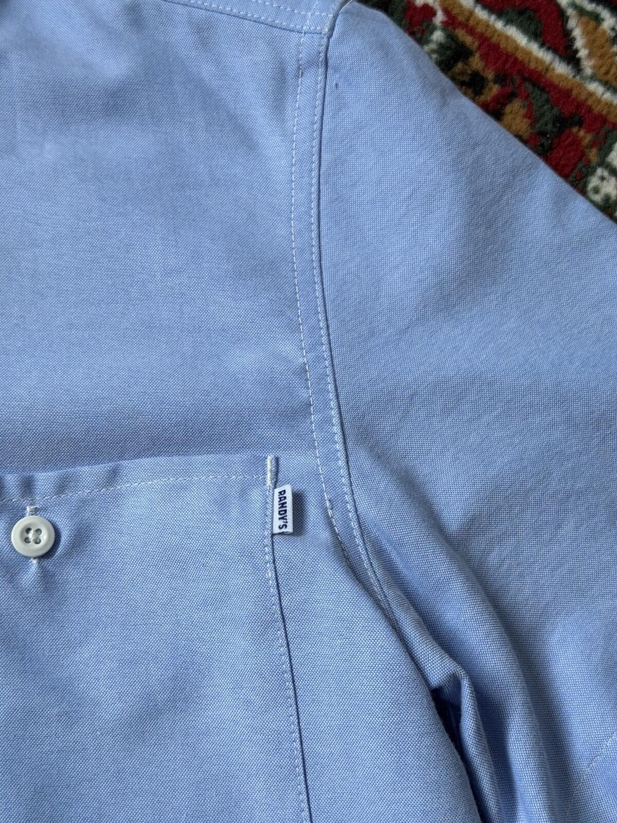 Randy's Garments Short Sleeve Work Shirt Light Blue Cropped Size Small Boxy Fit