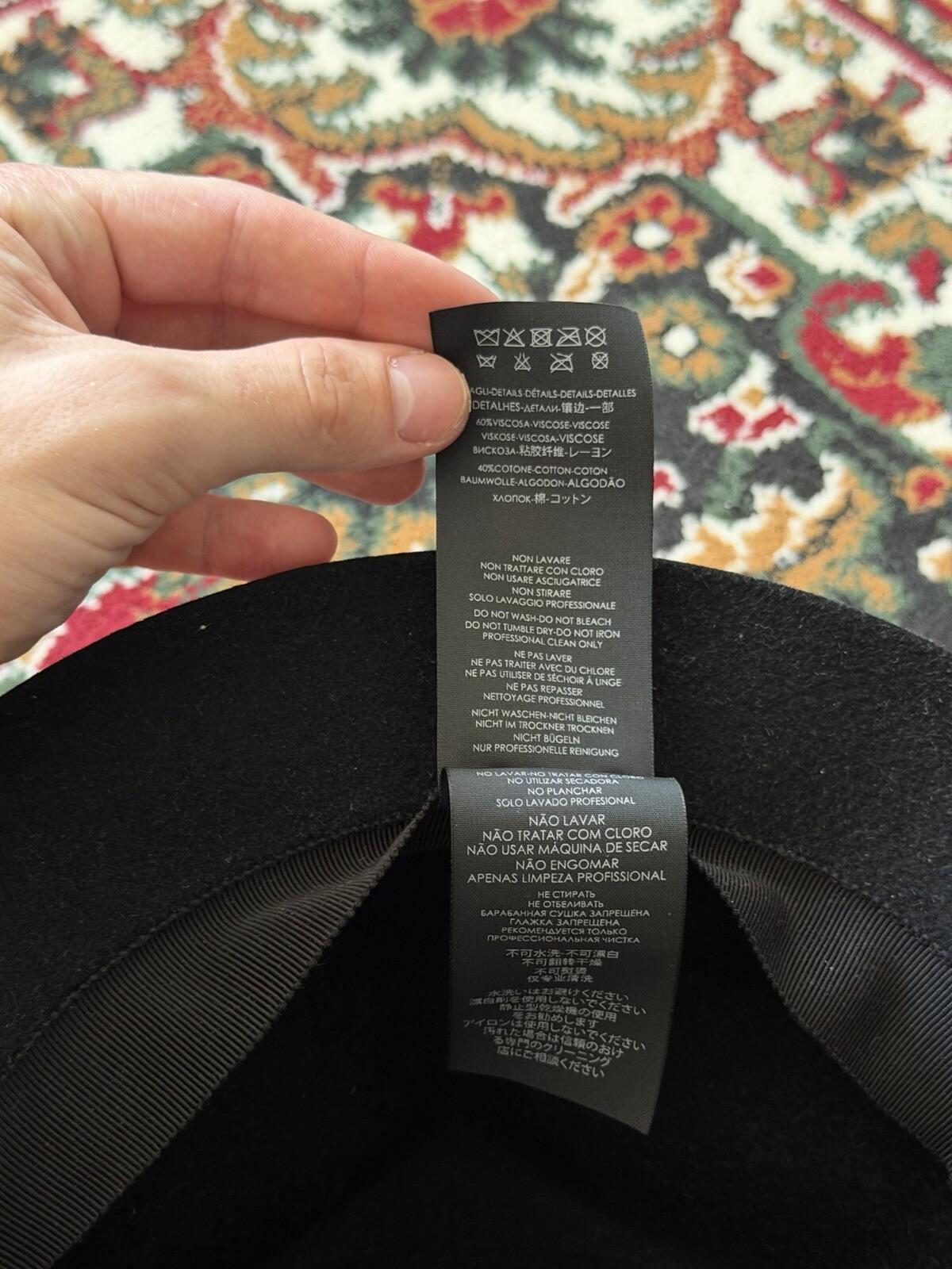 Saint Laurent YSL Black Classic Rabbit Felt Grosgrain Fedora Hat Sz S