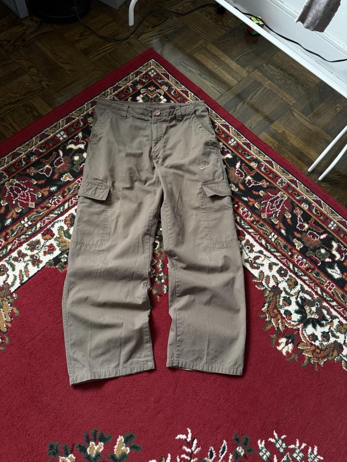 Vintage Nike Y2K Cargo Baggy Pants Olive Green Size S 00s