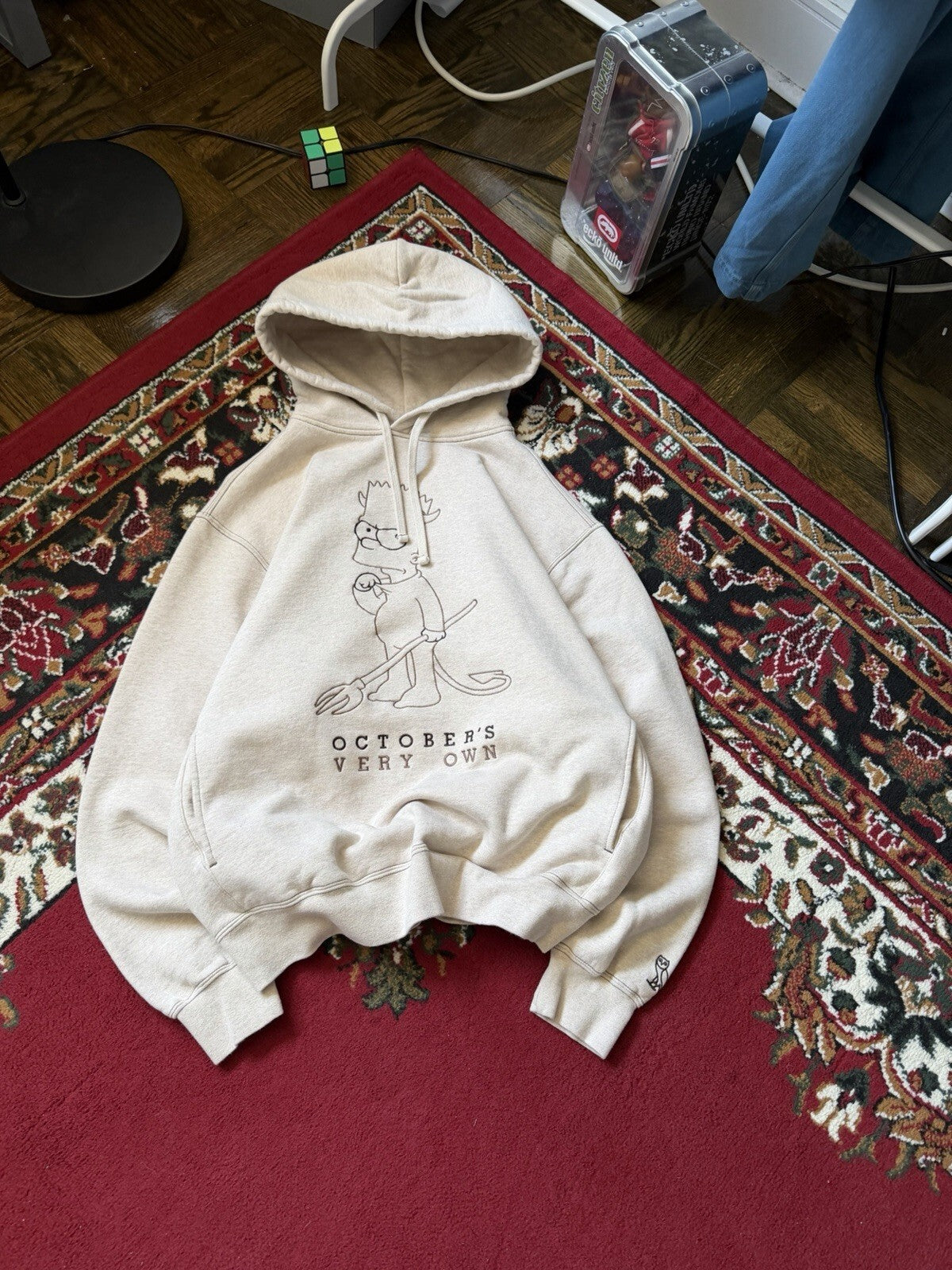October's Very Own x The Simpsons Beige Hoodie Evil Bart Size M Drake OVO