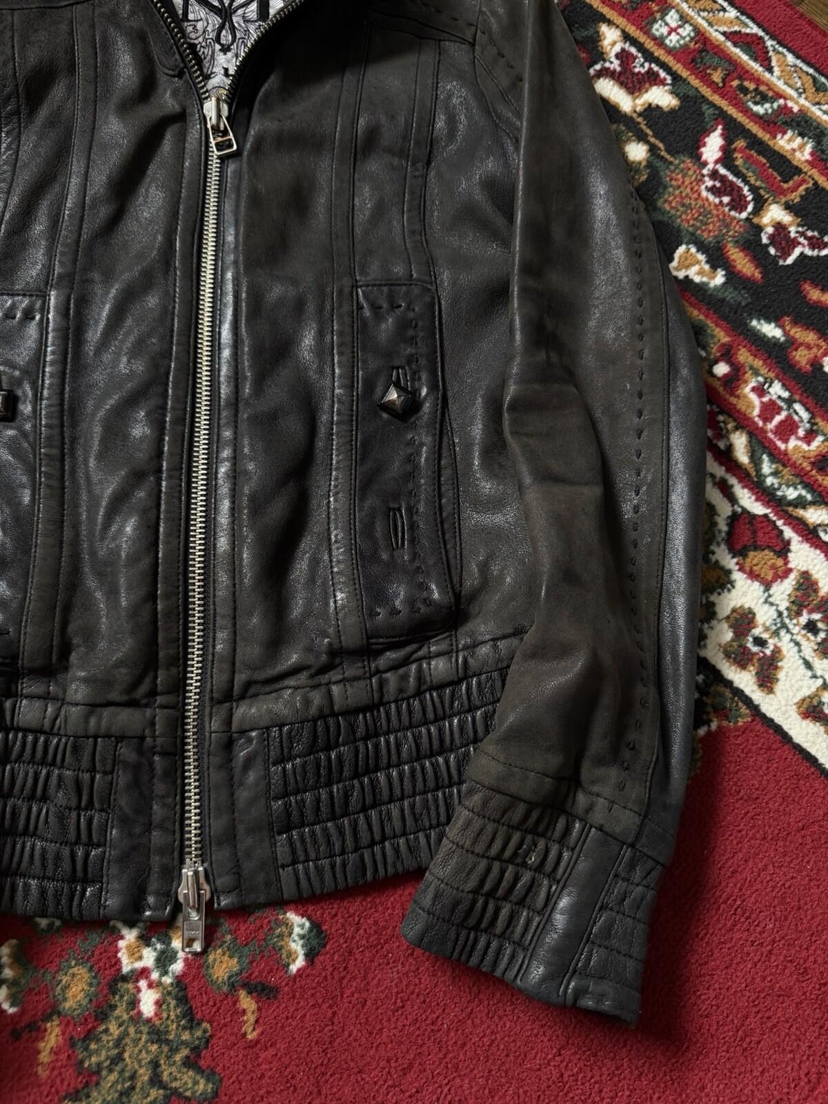 Mackage Buttery Lambskin Leather Jacket Sz XS Brown Vintage Graphic Lining