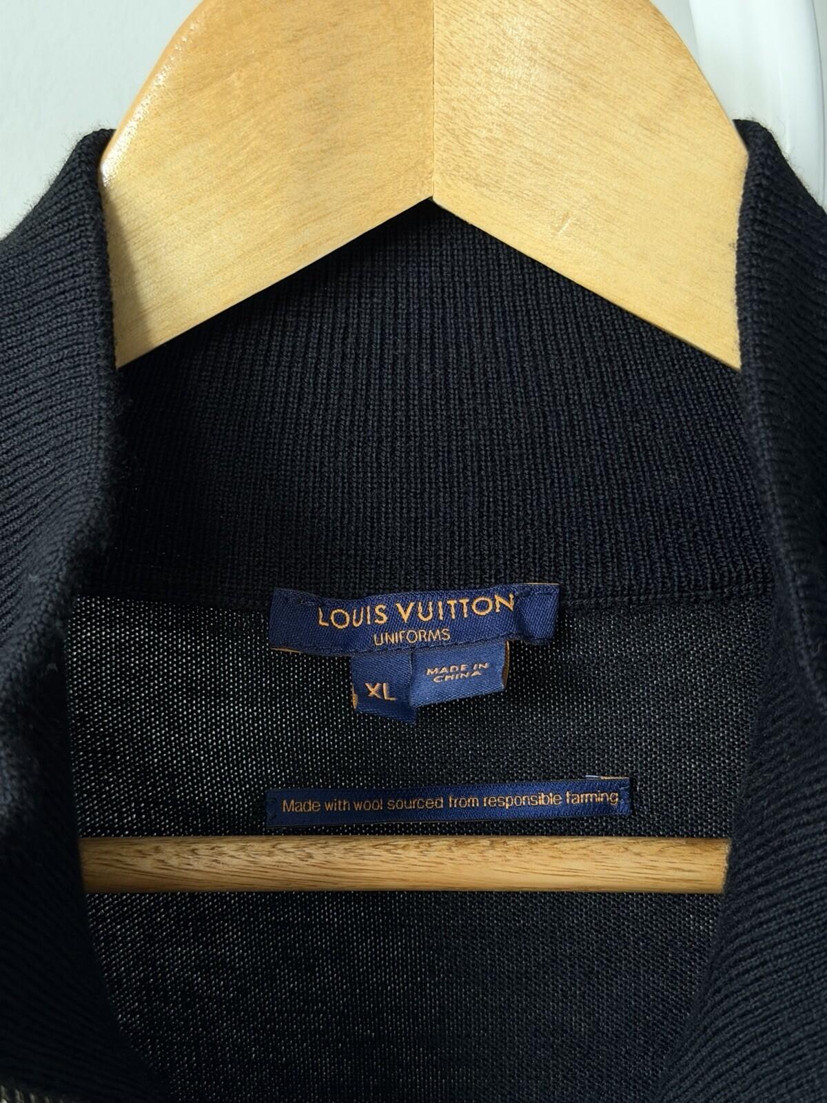 Louis Vuitton Uniforms Wool Knit Sweater Black Mens Size XL Full Zip Mock Neck