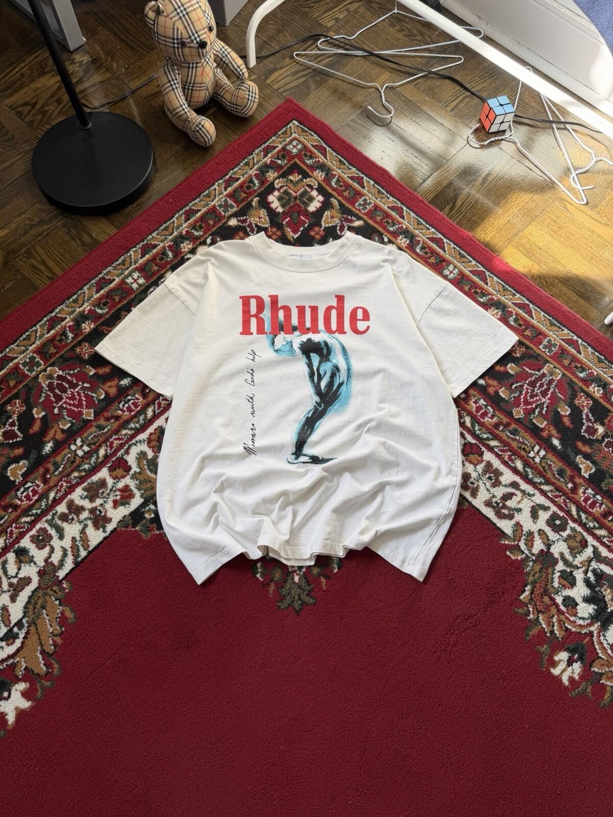 Rhude God Help Me Tee "Vintage White" Size L Made In USA