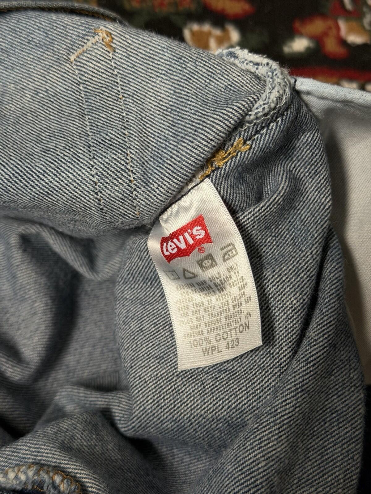 Levis 501 Vintage Button Fly Blue Denim Jeans Medium Wash Mens Size 34x31