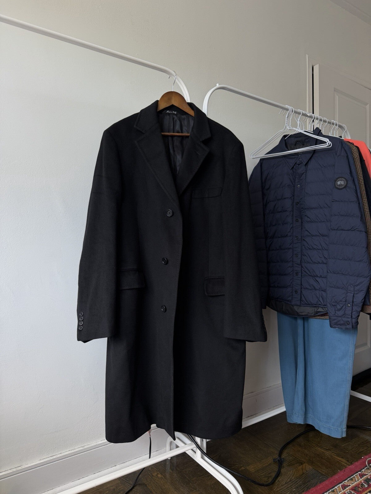 LOUIS DELL'OLIO Vintage Cashmere Black Coat Jacket 3 button Size 42