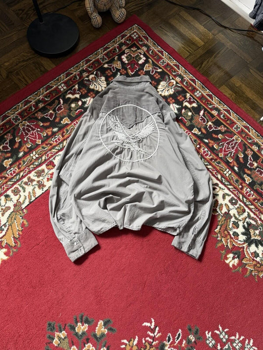 Diesel Eagle Corduroy Western Shirt Gray Size XL