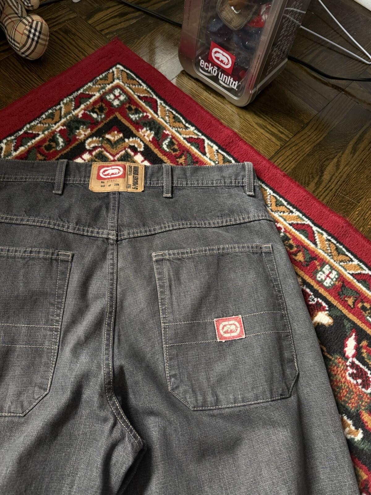 Vintage Ecko Unltd Jeans Mens 32 Gray Wide Leg Baggy Classic 5 Pocket Y2K