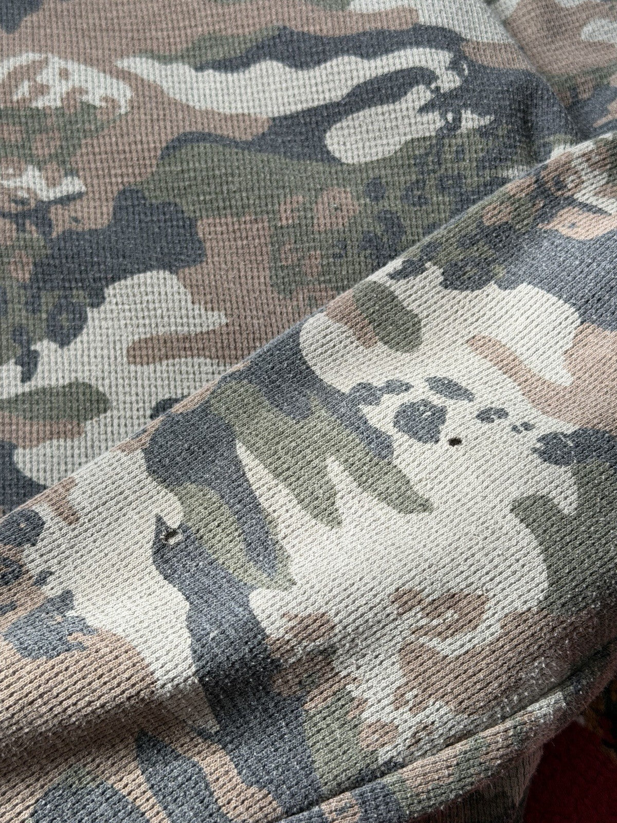 Y2K Volcom Stone Camo Thermal Waffle Knit Vintage Shirt Men L Sweater Skater