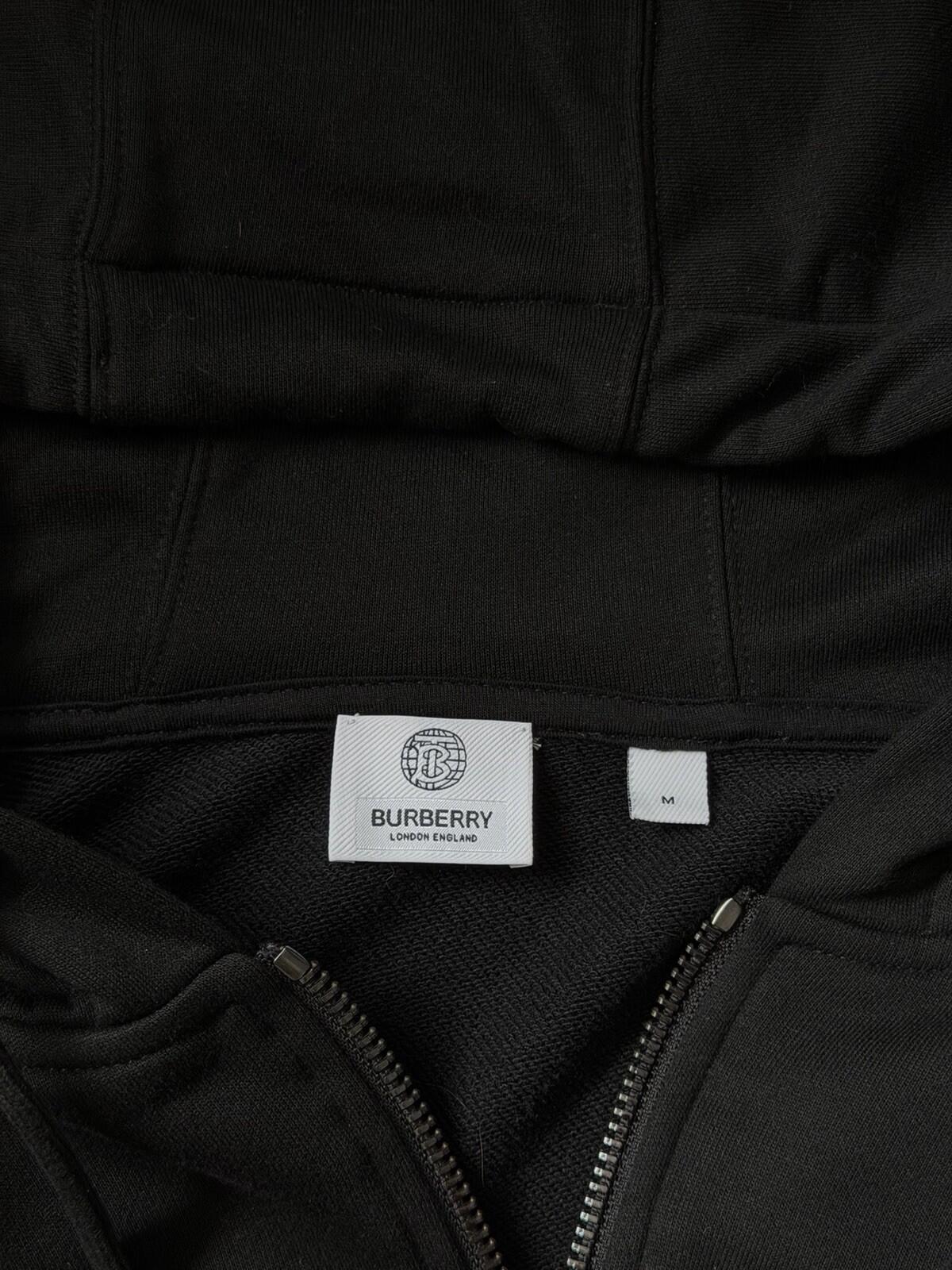 Burberry London Heart Black Full Zip Hoodie Cotton Logo Pockets Size M