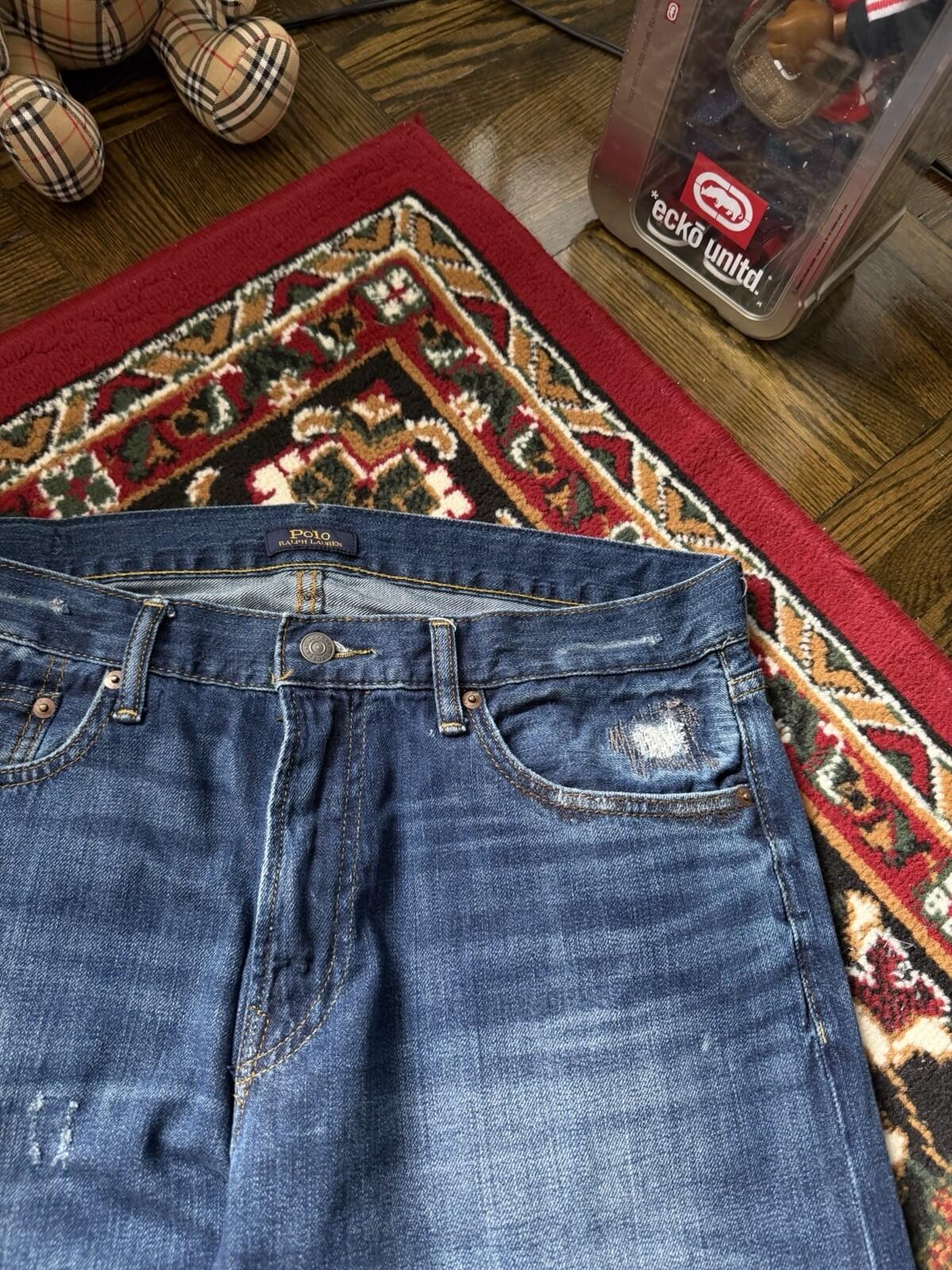 Ralph Lauren Polo Sashiko Repaired Patchwork Jeans Blue Size 34/32 Denim Pants