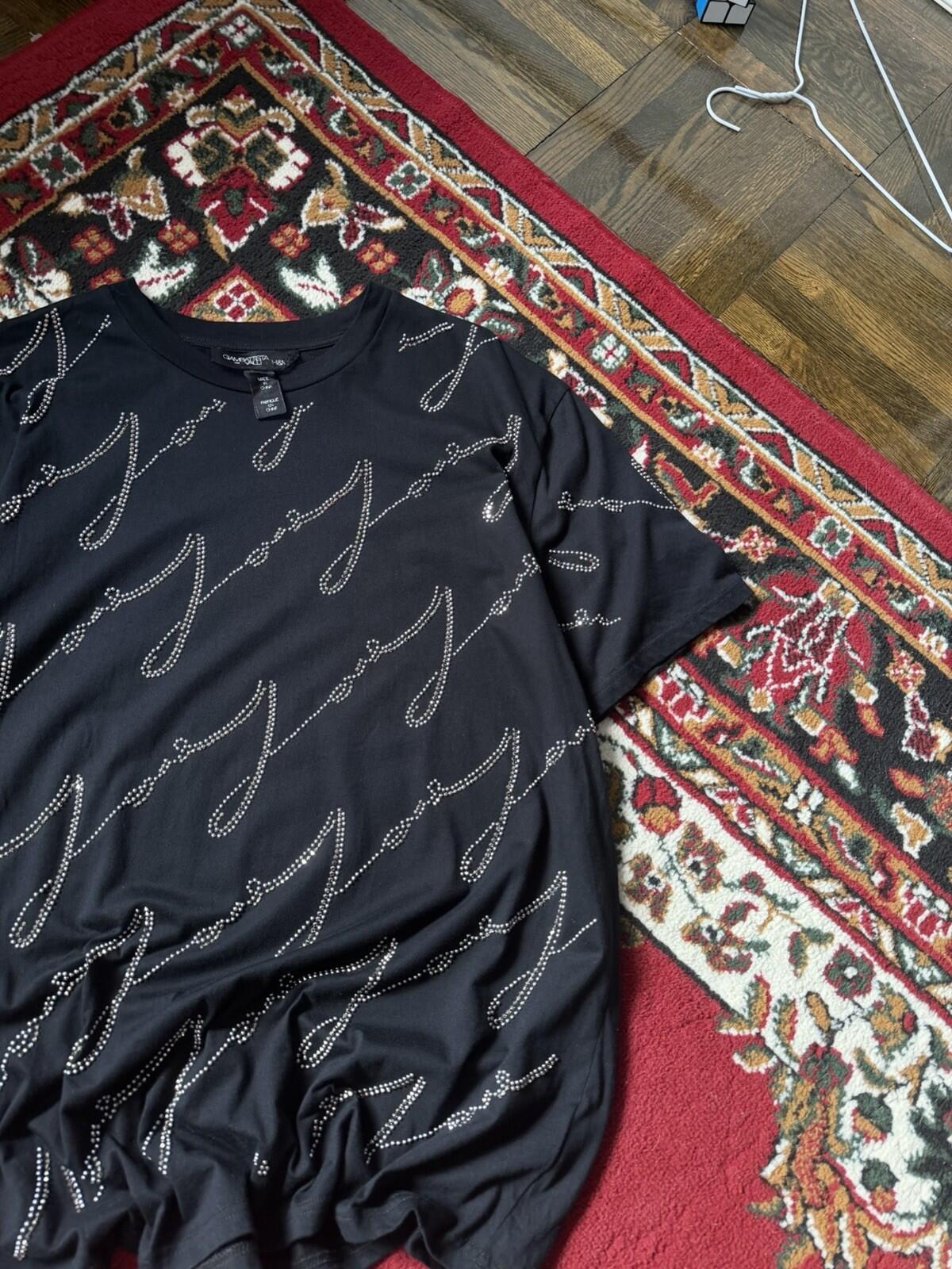Giambattista Valli x H&M Black Studded Tee T-Shirt SIze L