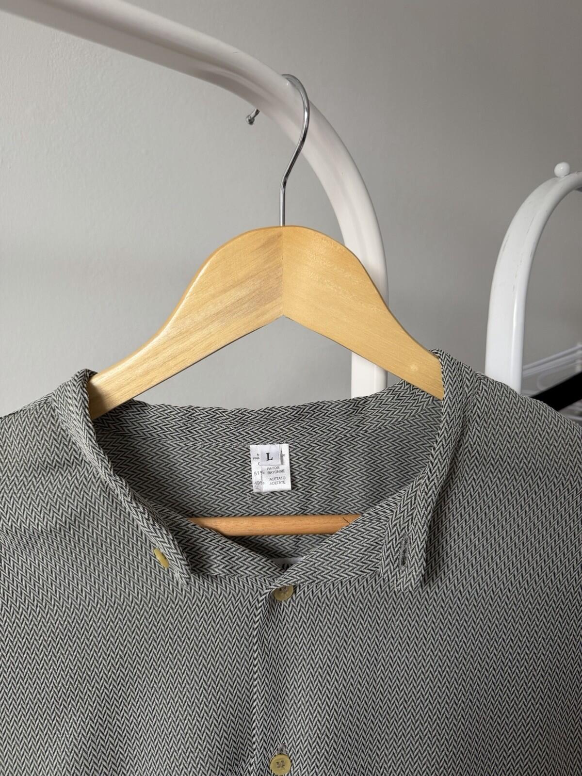 Vintage Giorgio Armani Collezioni Men's Rayon Tailored Shirt Large Mandarin 90s