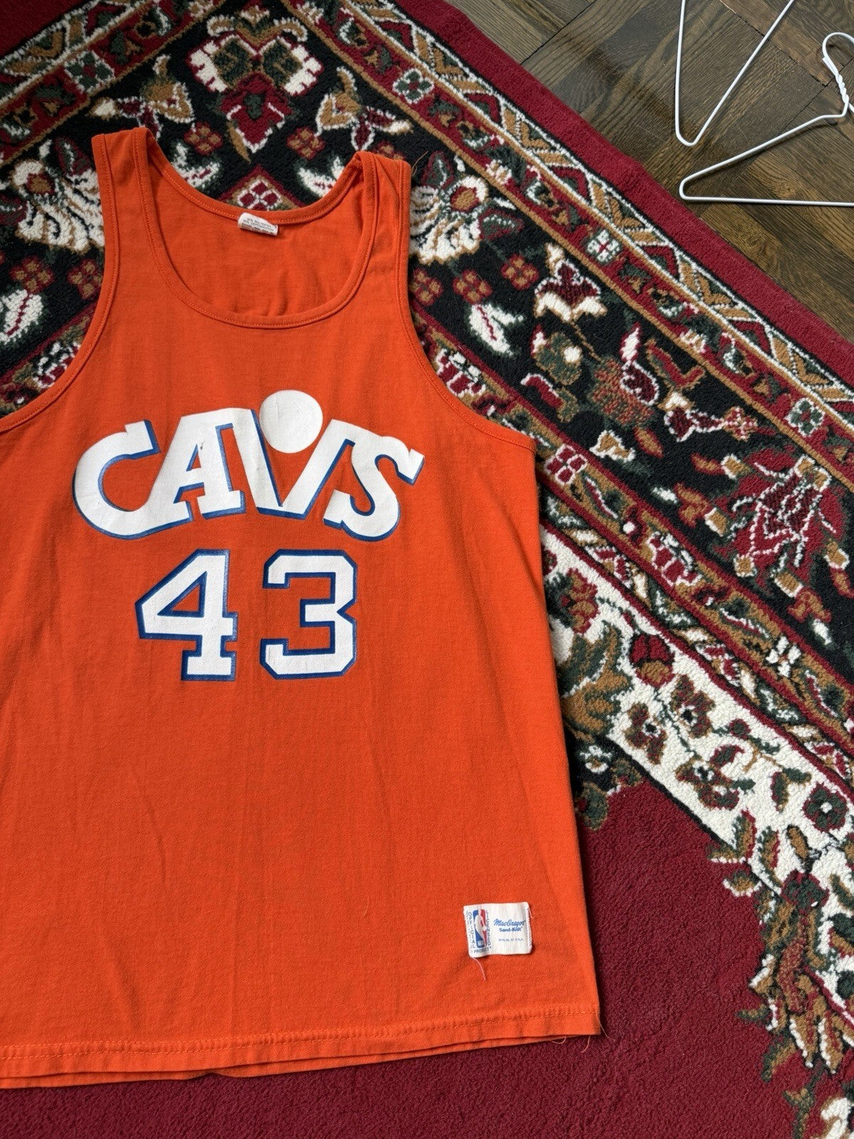 80s Cleveland Cavaliers Brad Daugherty #43 Jersey M CAVS Sand Knit NBA USA