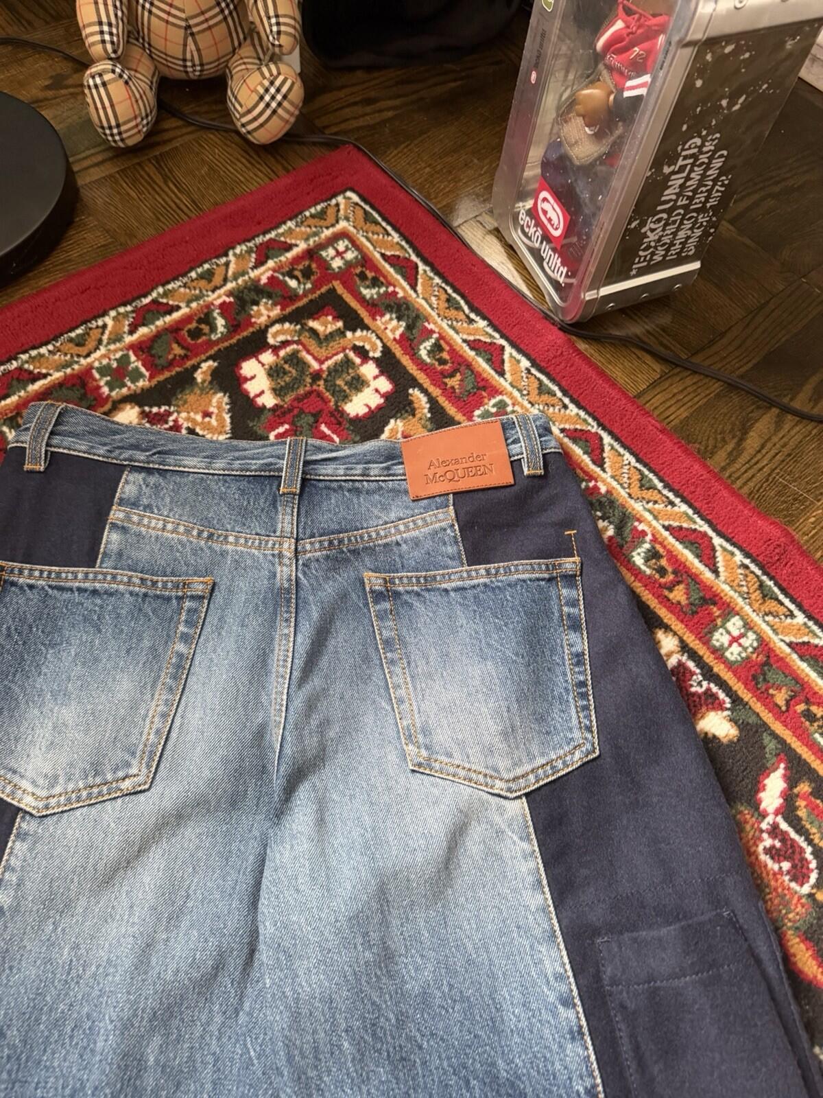 Alexander McQueen High Rise Media Mix Wool/Cotton Cargo Jeans