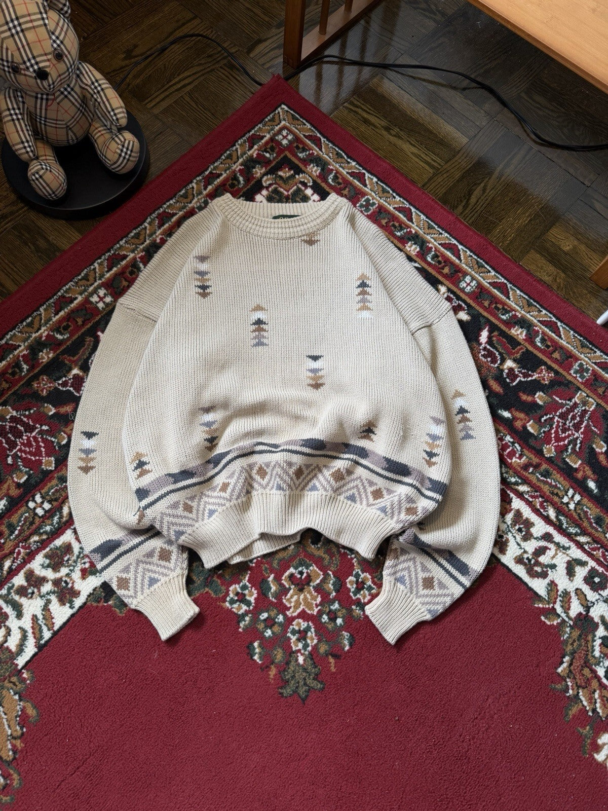 Vintage Tosani Canada Aztec Southwester Pattern Heavy Knit Sweater Size M