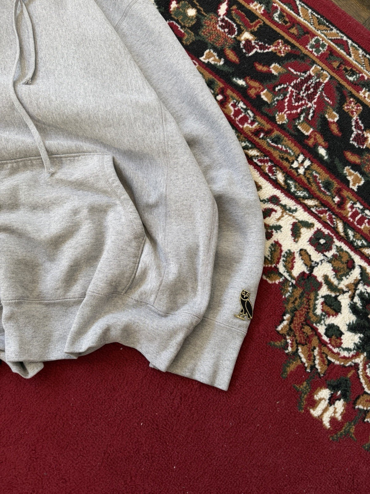 Octobers Very Own Hoodie Mens M Gray  Fleece Lined Owl Logo Sweatshirt OVO Drake