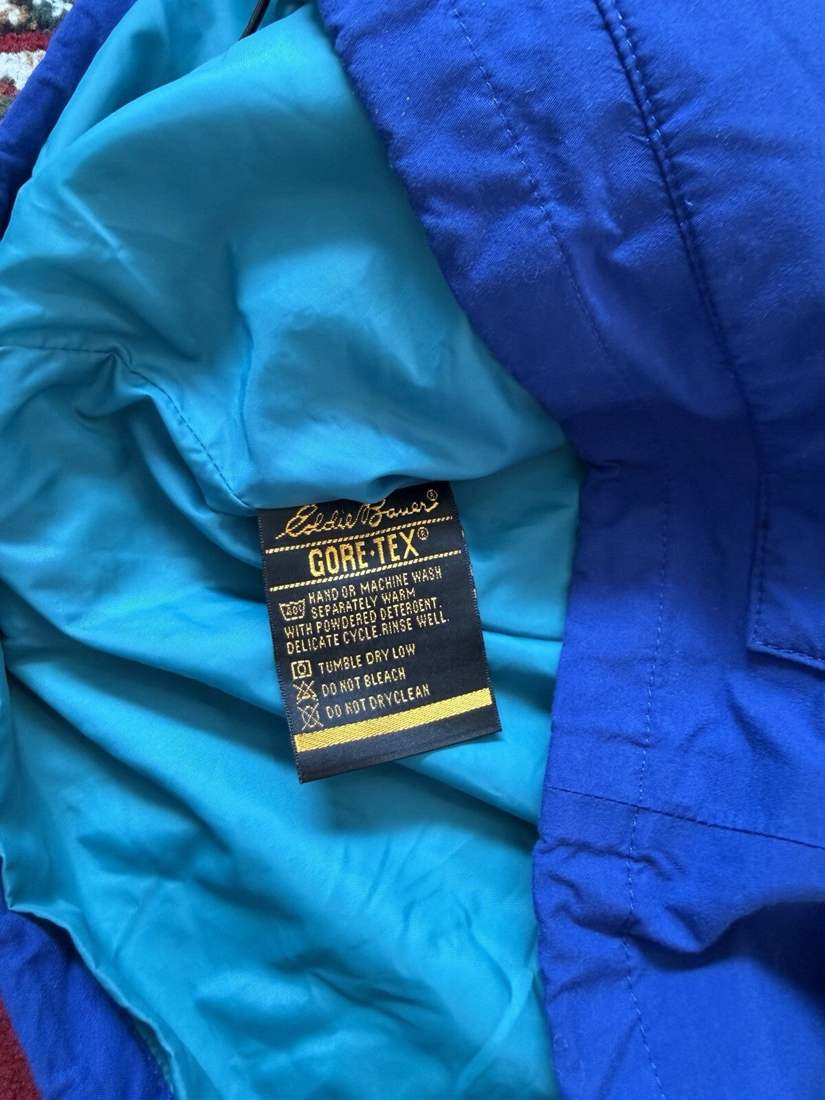 Vintage Eddie Bauer Jacket Mens Medium Purple Teal Gore-Tex Hooded Rain Coat 90s