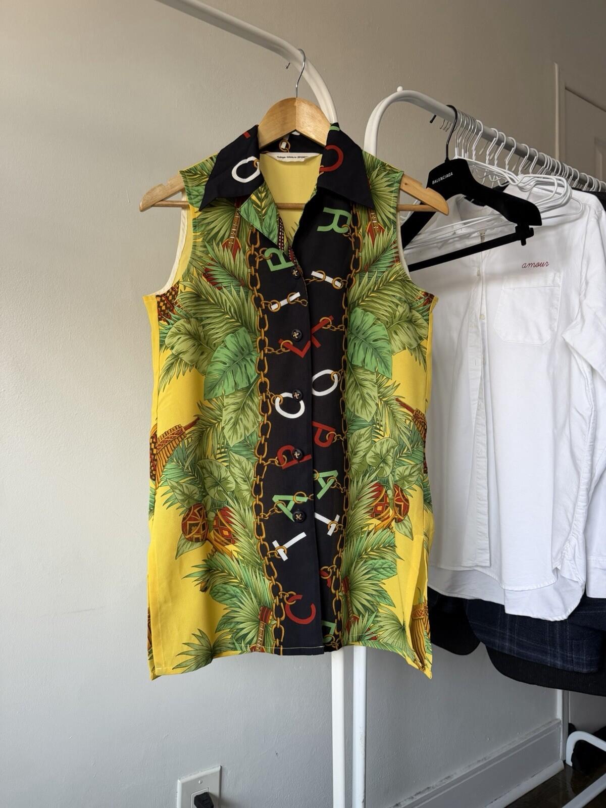 TOKYO BLOUSE SPORTS Jungle Graphic Sleeveless Shirt Made in Japan Size M