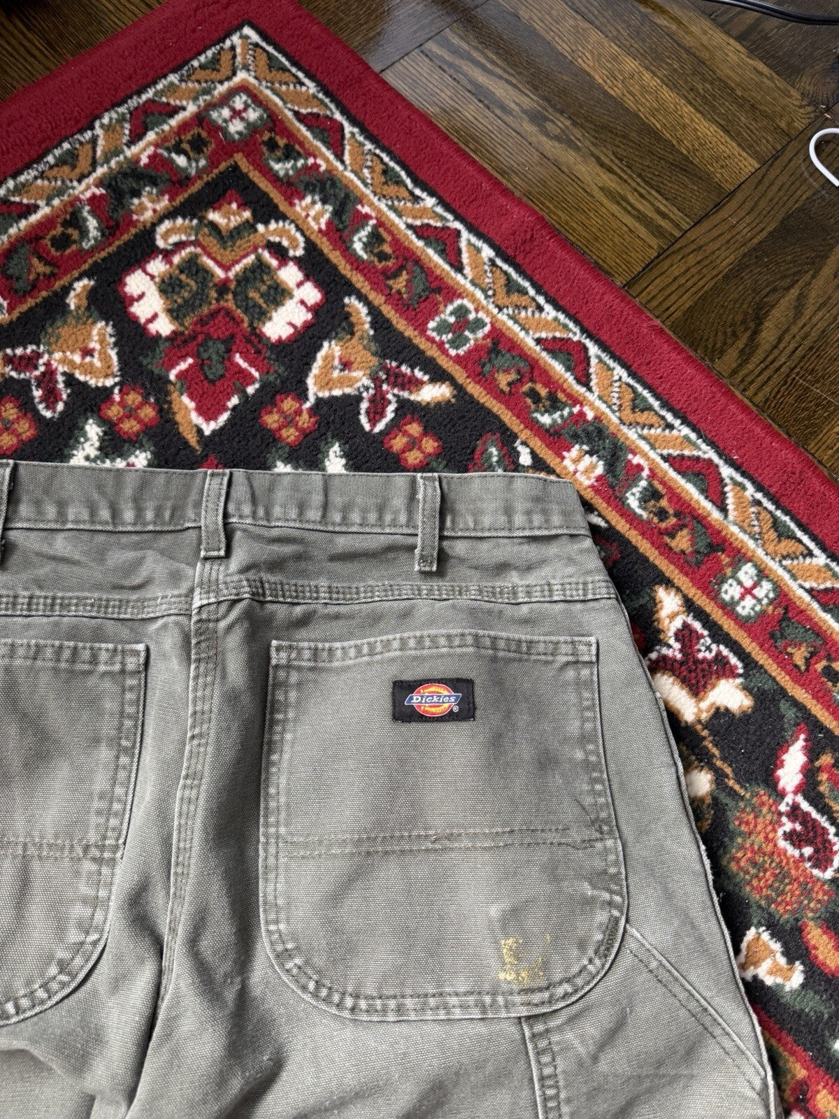 Dickies Relaxed Straight Fit Duck Canvas Carpenter Work Pants Green 30/30