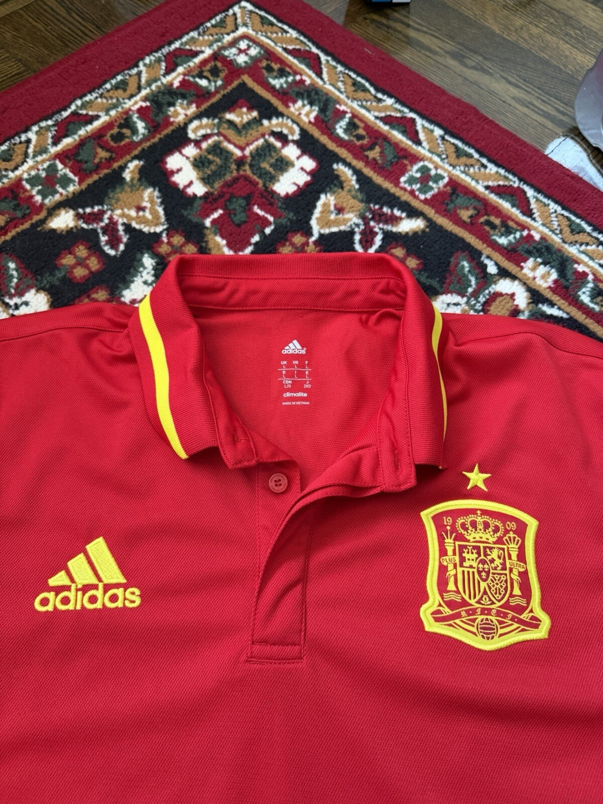 Spain 2015/16 Home Soccer Jersey Football Shirt Adidas Men's Size L