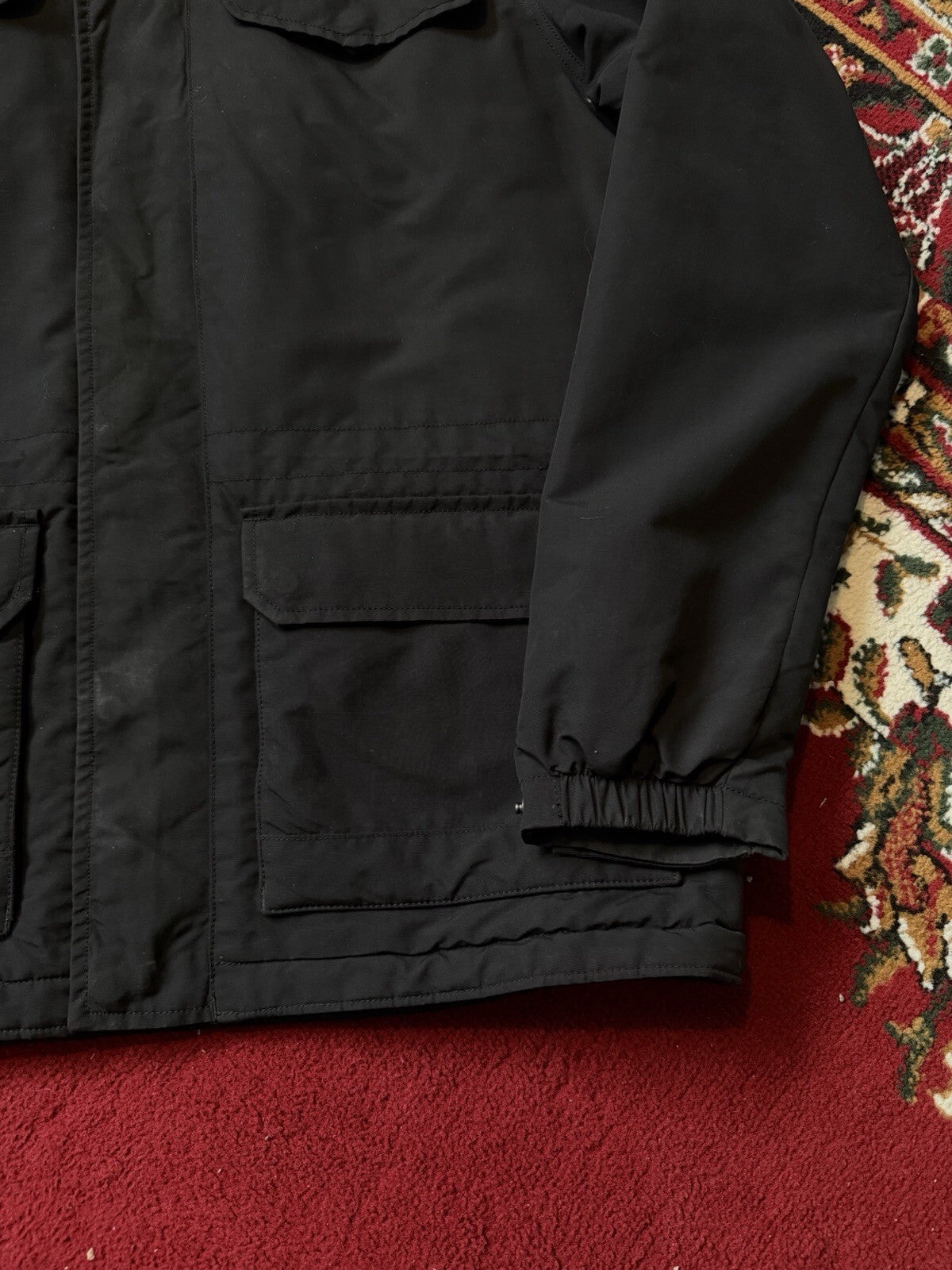 Patagonia Isthmus Parka Jacket Men's Medium Black Full Zip Sherpa Lined Hooded