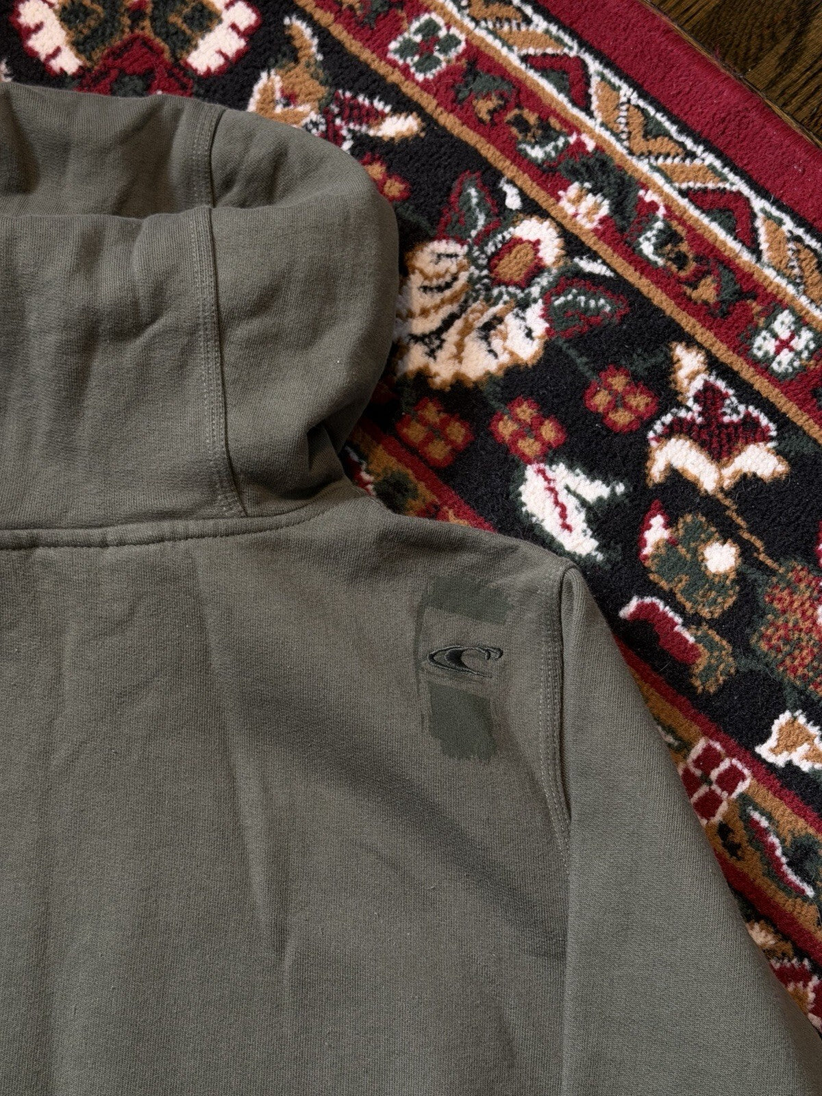 VTG Y2K Oneill Hoodie Sweatshirt Mens Size M Olive Big Spellout Logo Streetwear