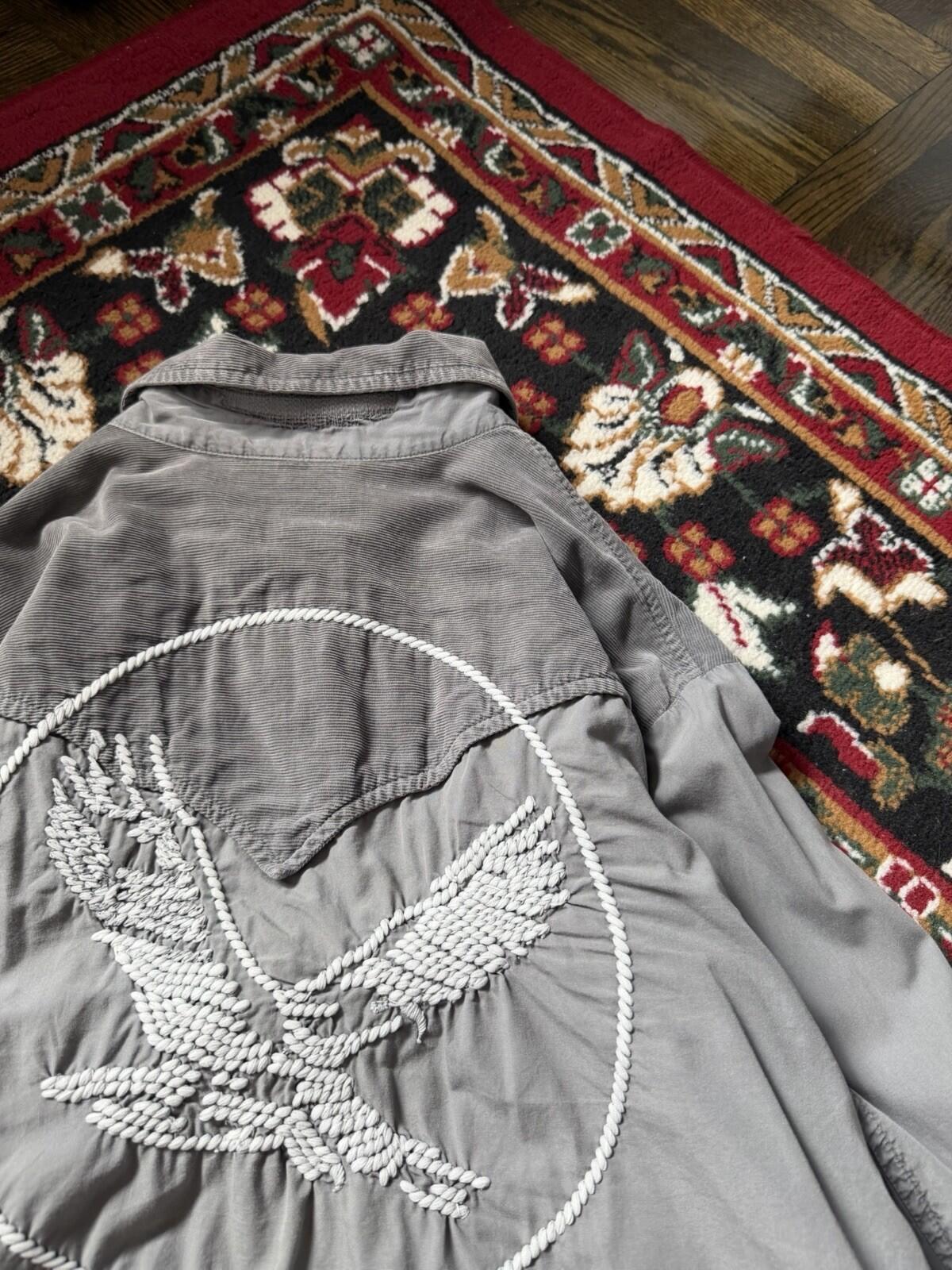 Diesel Eagle Corduroy Western Shirt Gray Size XL