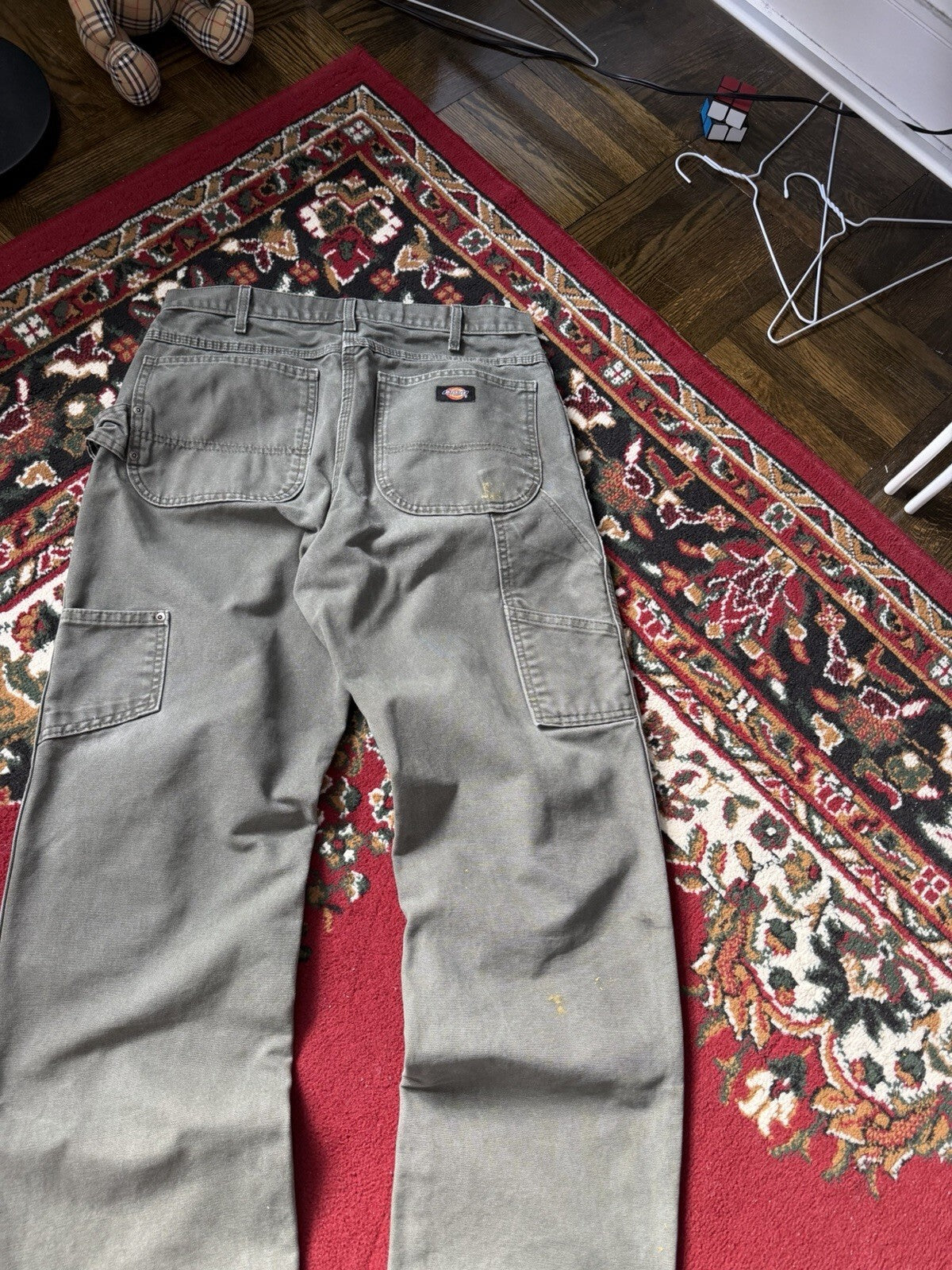 Dickies Relaxed Straight Fit Duck Canvas Carpenter Work Pants Green 30/30