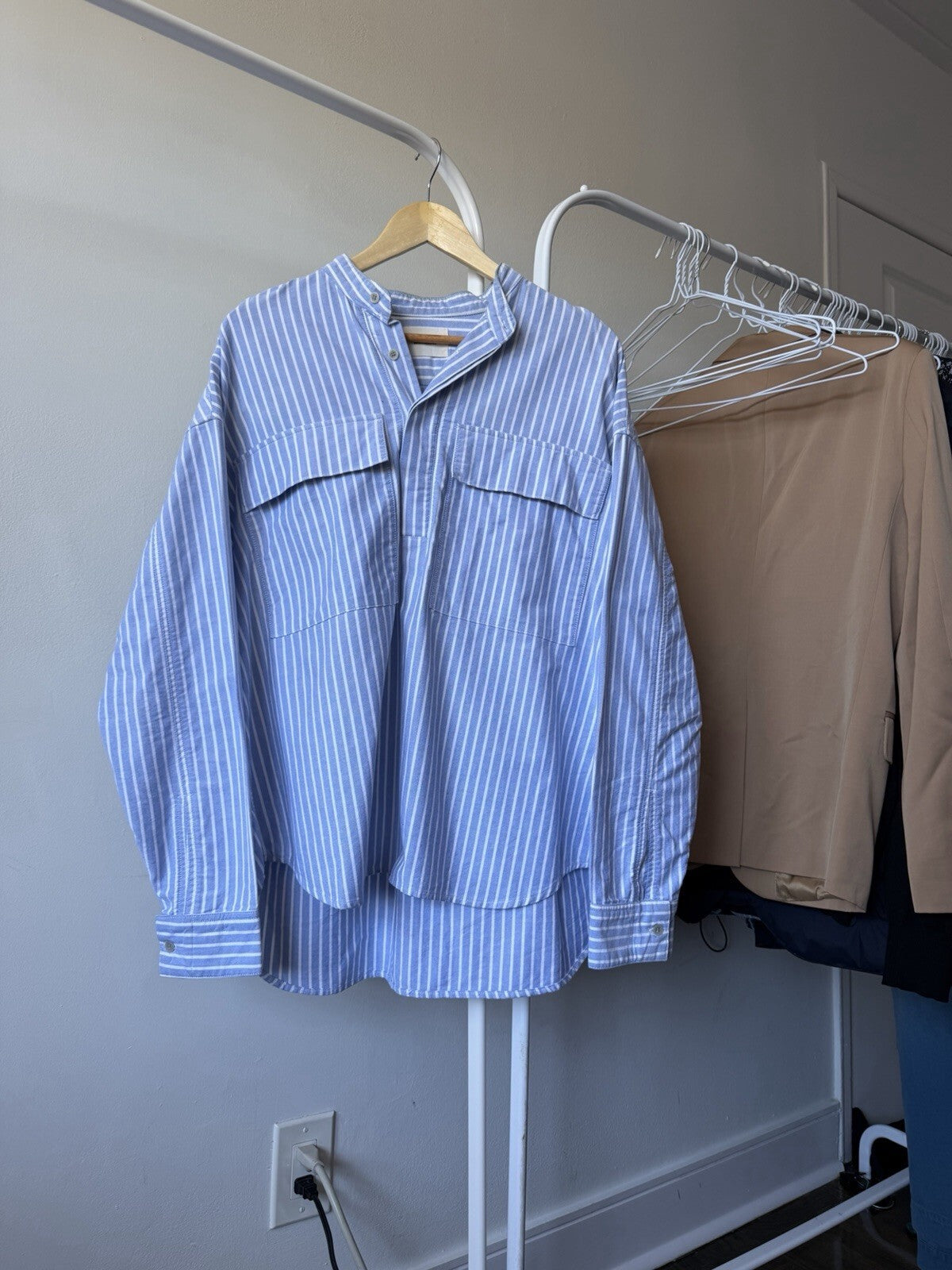 Fear of God Sixth Collection Henley Button Up Shirt Blue Size Small Jerry Loren