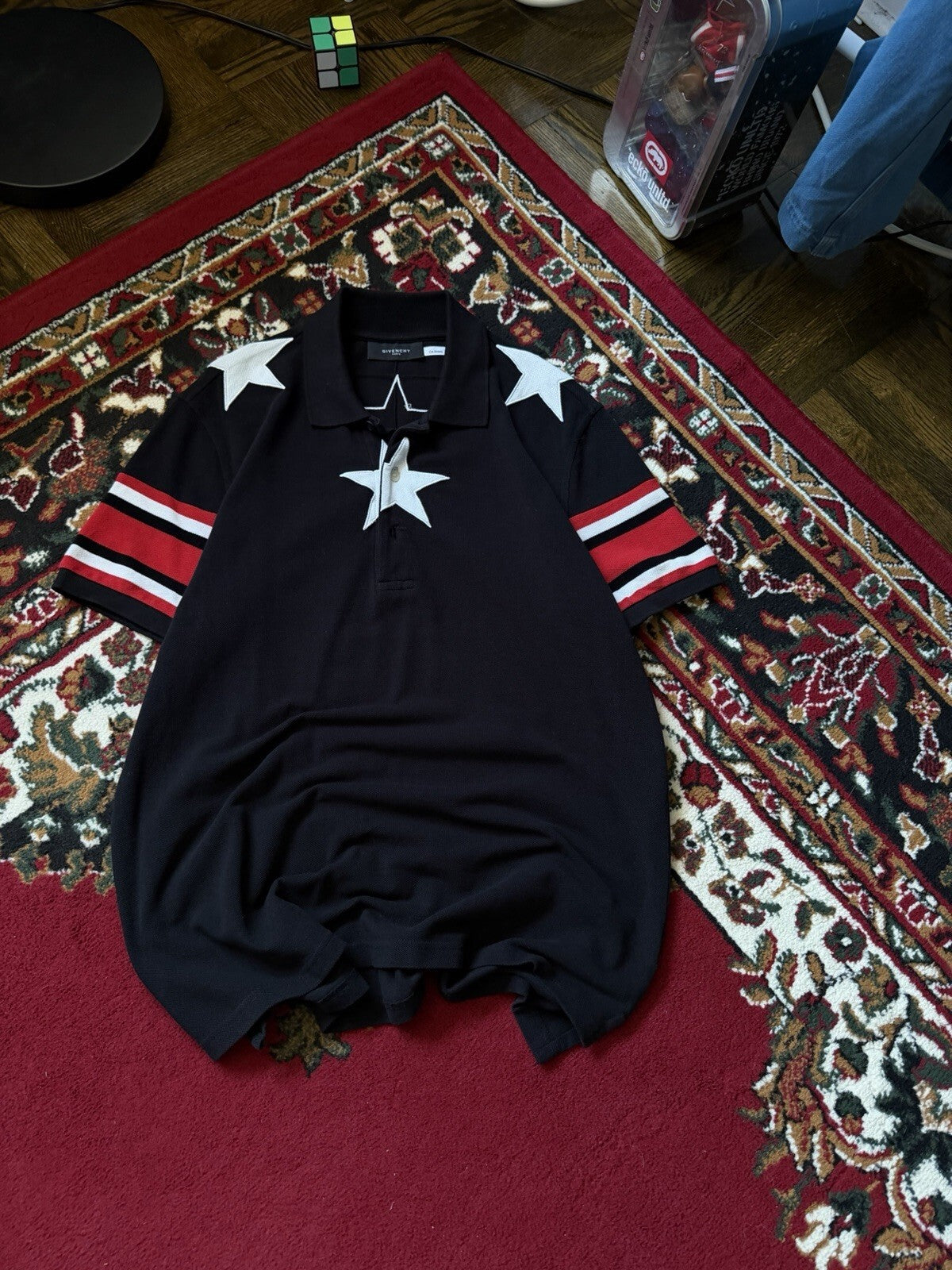 Givenchy White Stars Polo Shirt Size M Collared Shirt Tee