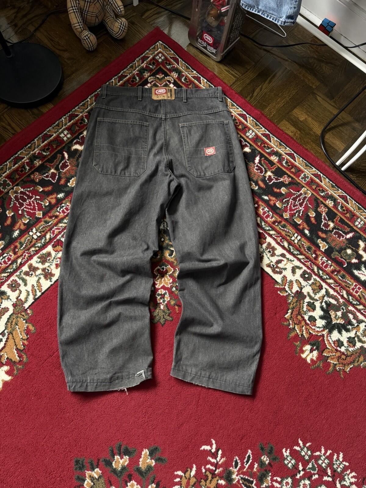Vintage Ecko Unltd Jeans Mens 32 Gray Wide Leg Baggy Classic 5 Pocket Y2K
