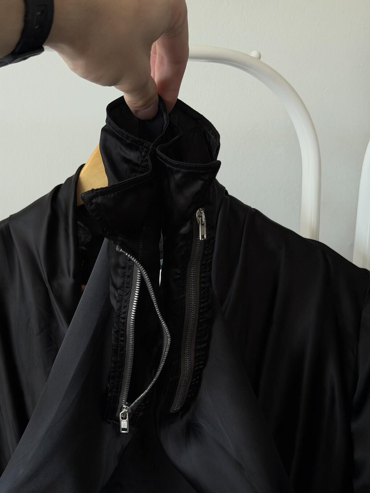 RICK OWENS FW22 Strobe Cupro Draped Wrap Maxi Dress Zip Long Sleeves 6US 42IT