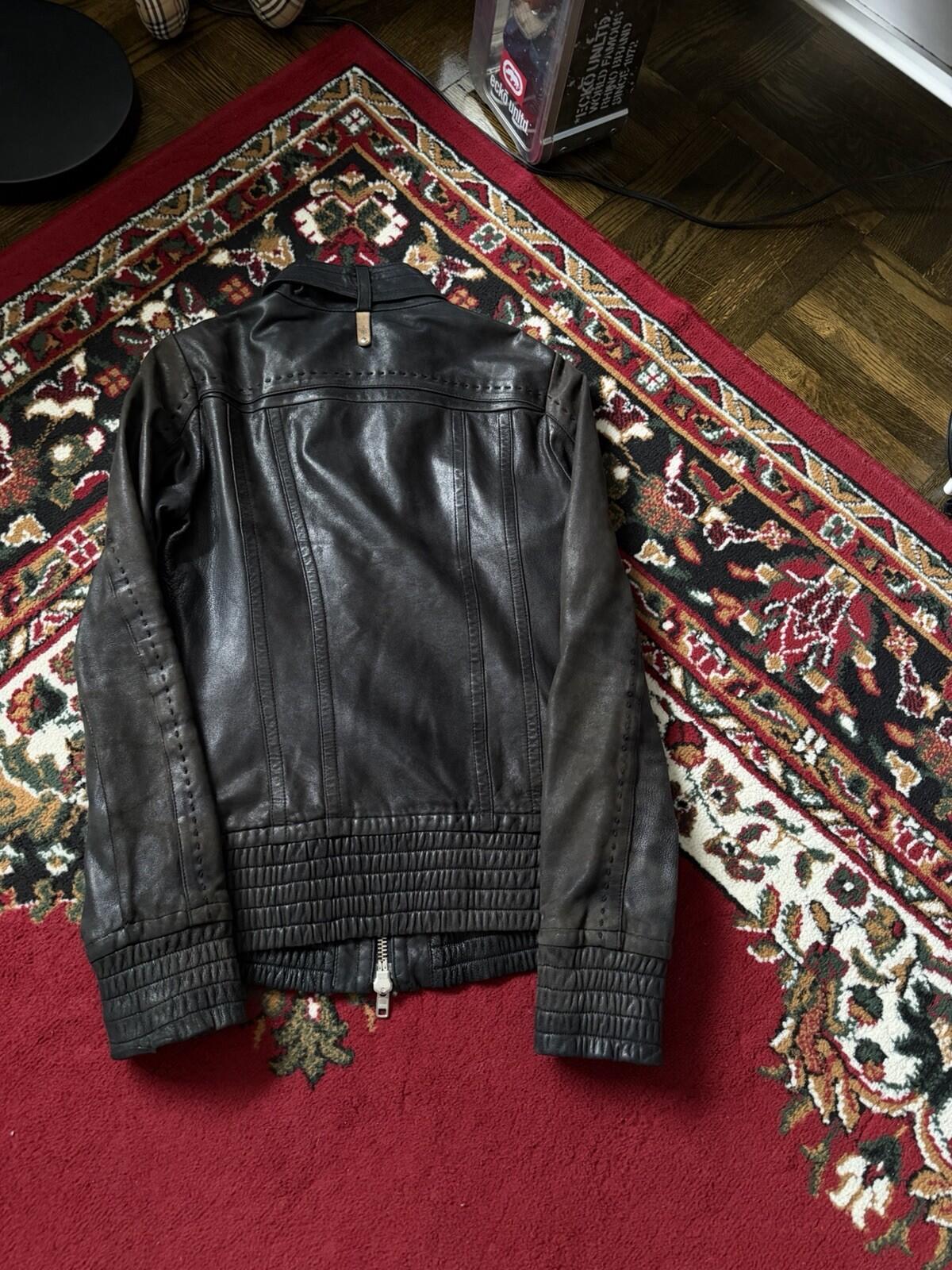 Mackage Buttery Lambskin Leather Jacket Sz XS Brown Vintage Graphic Lining