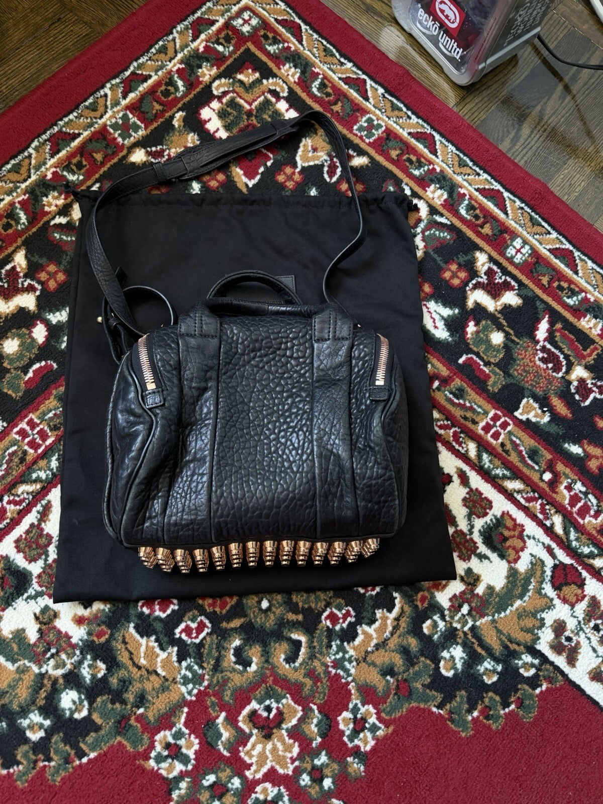Alexander Wang Rockie Rocco Black Pebbled Lambskin Leather Satchel