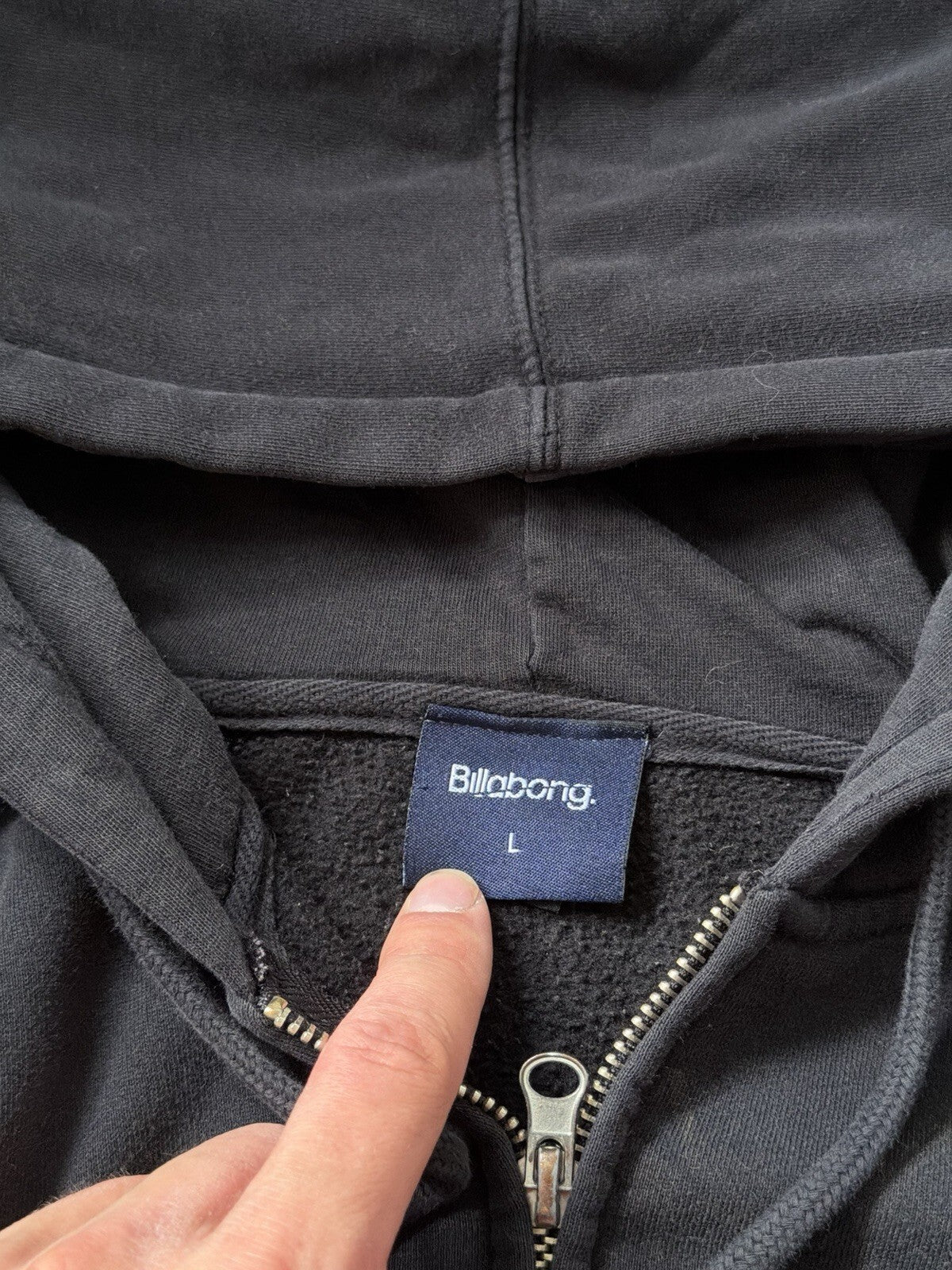 Y2K  Billabong Vintage Hoodie Medium Black Full Zip Skater Surf Grunge