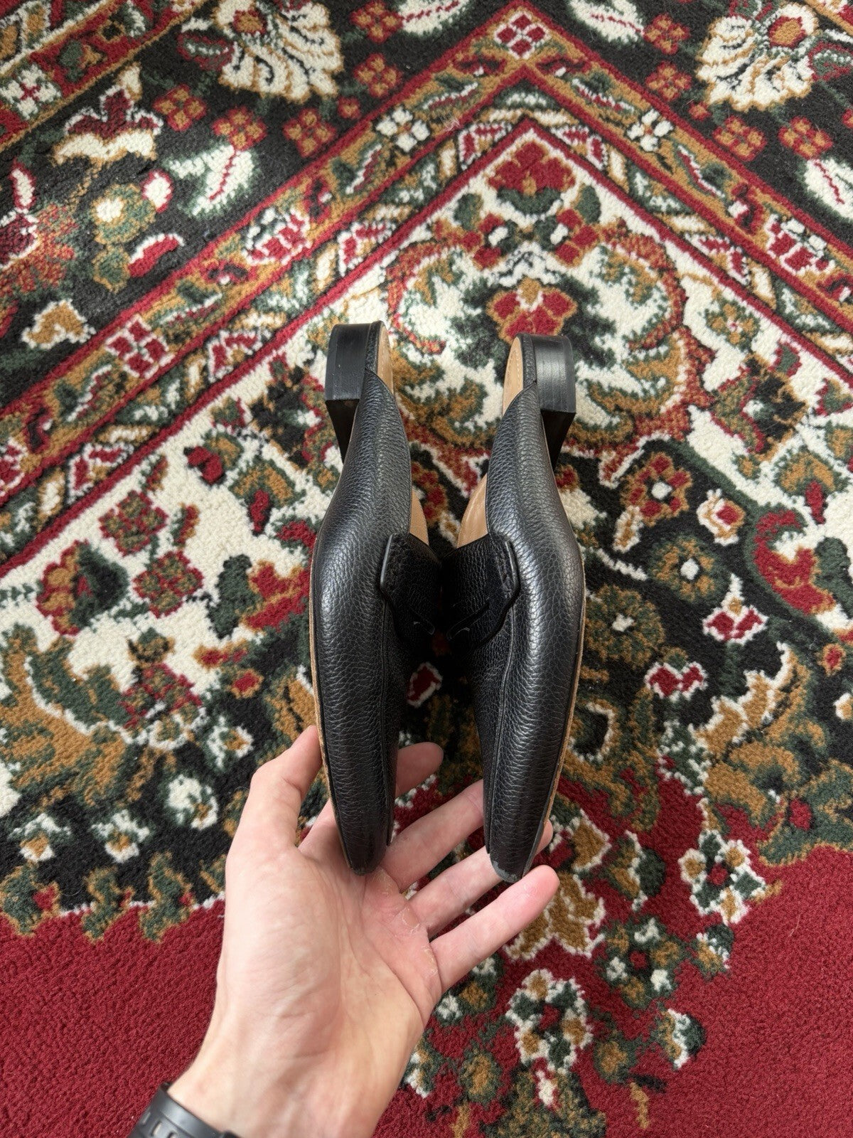 Coach Pointed Toe Leather Loafer Mule Slides Black Women’s Size 10