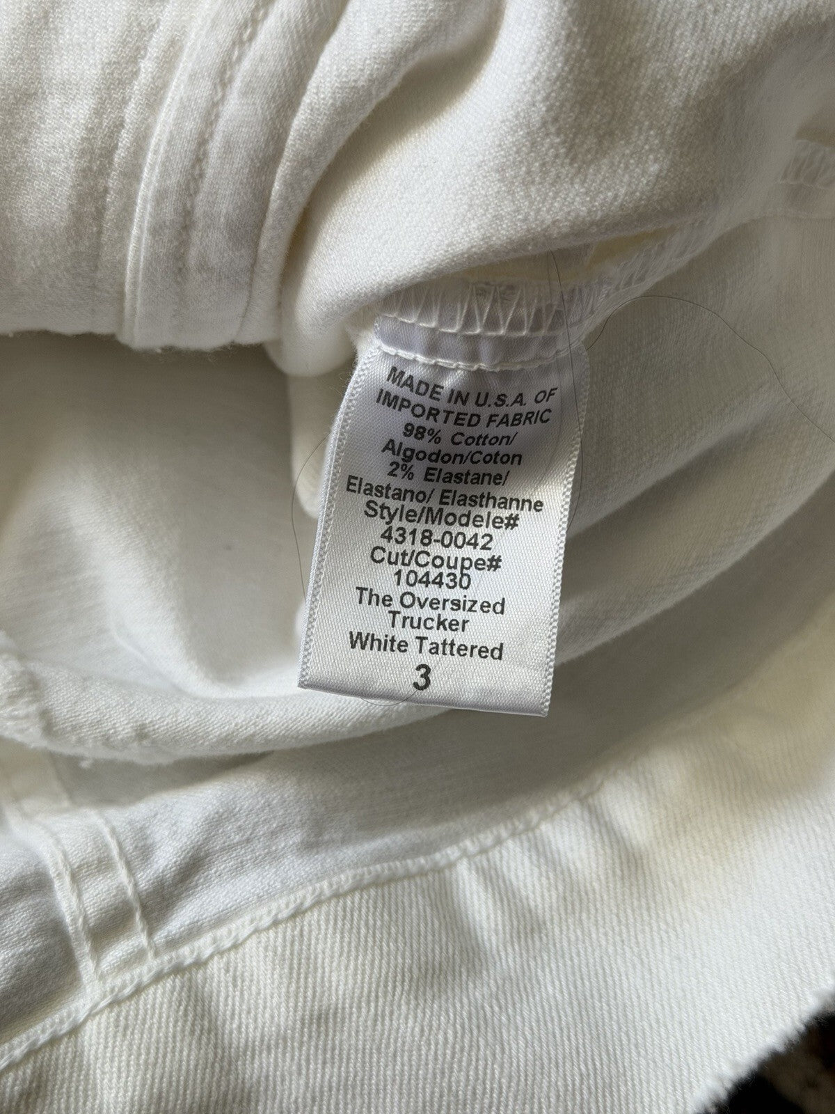 CURRENT / ELLIOTT Distressed Cotton Trucker Denim Jacket White Size 3
