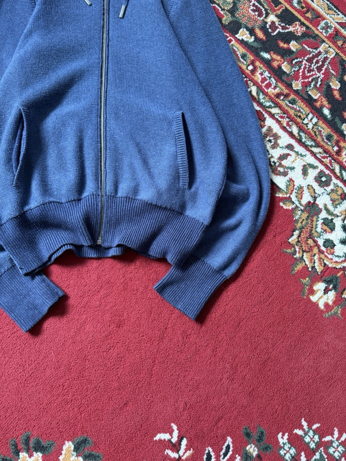 Burberry Brit Knit Men’s Classic Blue Zip Up Hoodie Size M Sweater