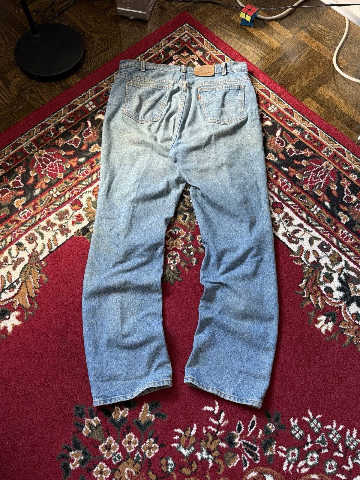 Vintage Levis 619 Jeans Mens 38x34 Washed Blue High Rise Straight Fit Levi's 90s
