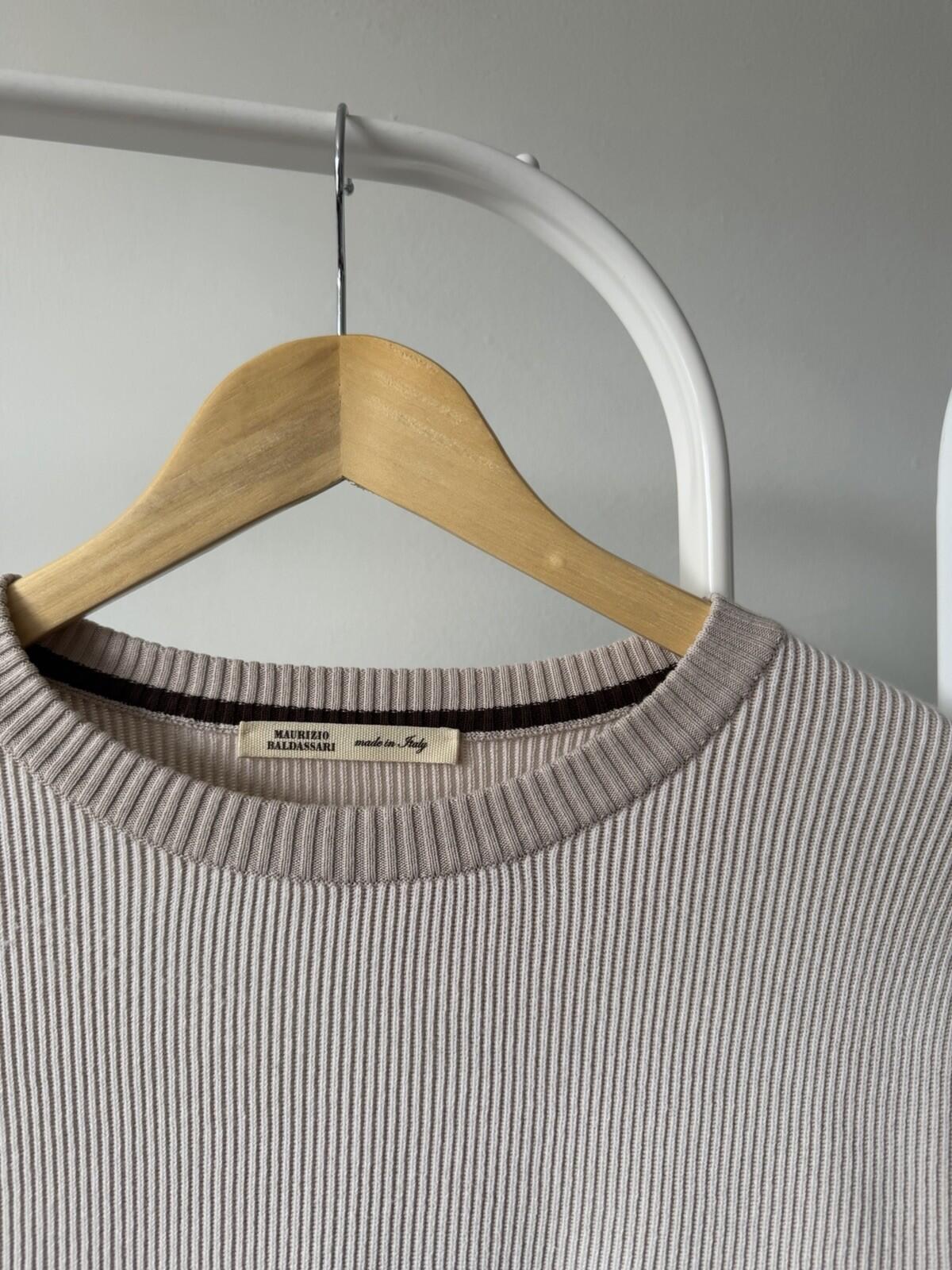 Maurizio Baldassari Silk-Cotton Ribbed Crewneck Sweater