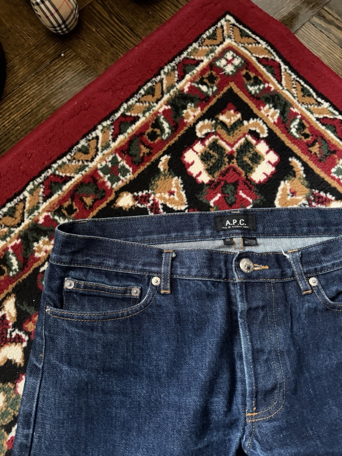 APC Rue De Paris Hipster Men's Size 30 Red Selvedge Distressed Slim Jeans A.P.C