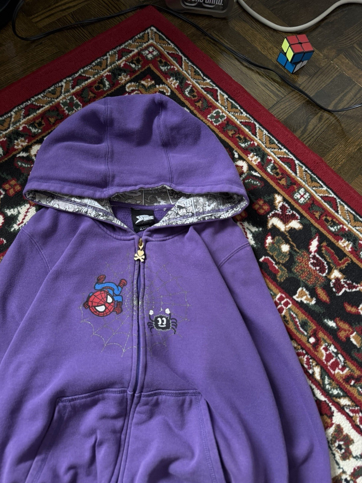 Tokidoki Marvel Pullover Hoodie Womens XL Spider-Man Spidey Super Hero 2011 Y2k