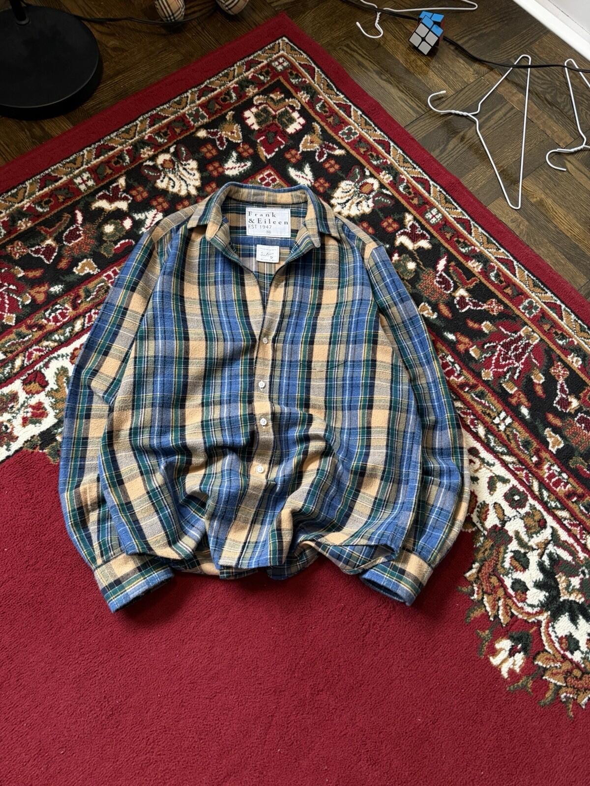 Frank and Eileen "Eileen" Italian Woven Flannel Plaid Button Down Shirt Womens