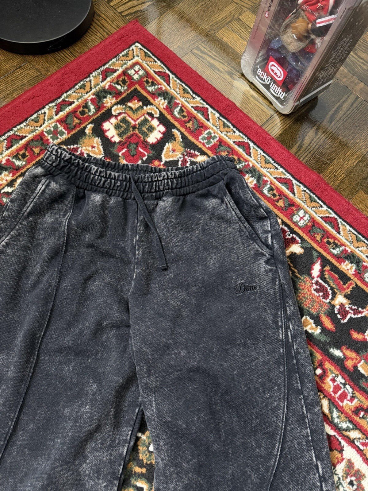 Dime MTL Small Logo Relaxed Straight Sweatpants Navy Size Large