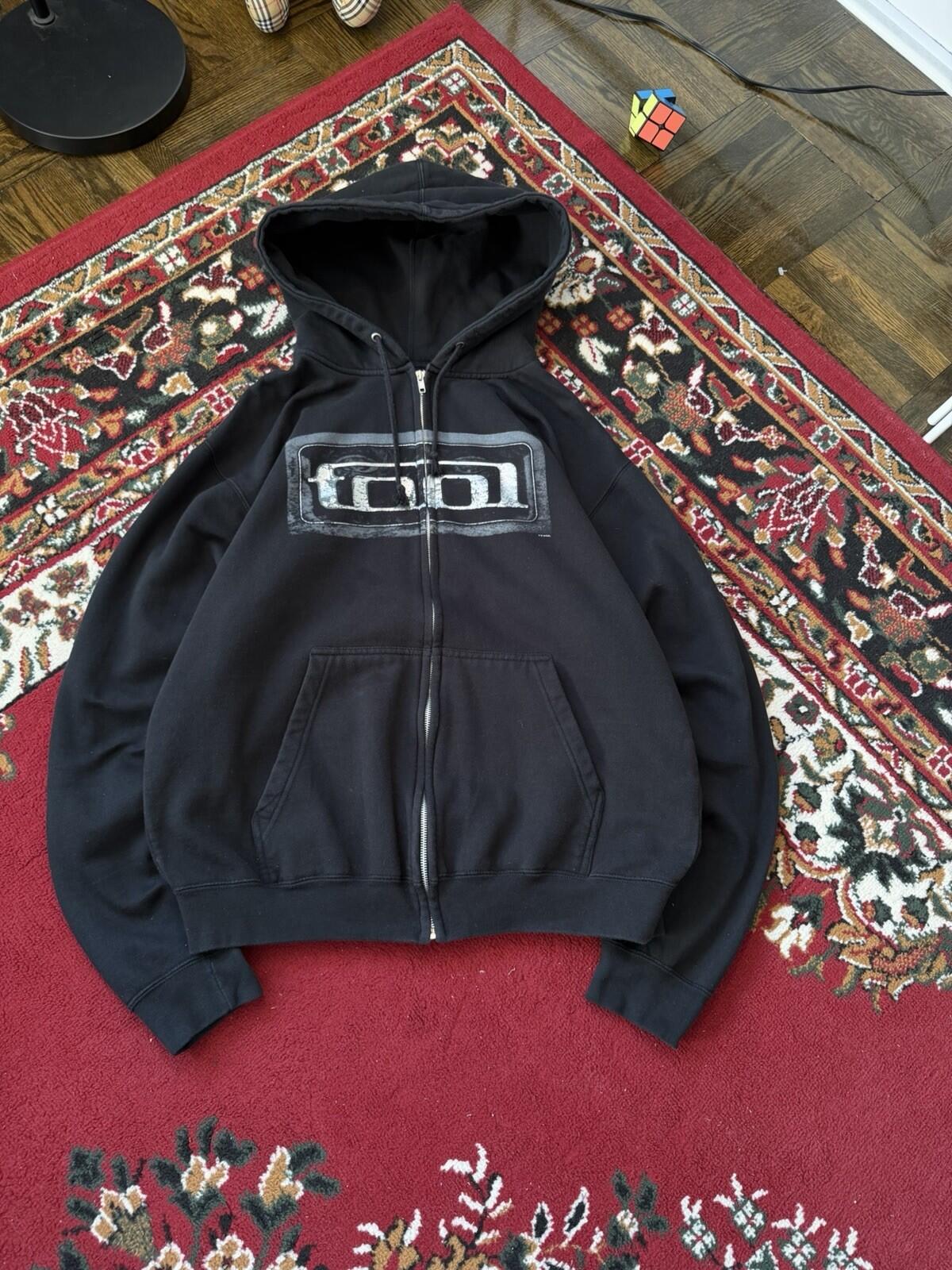 RARE Vtg TOOL Hoodie Men’s XL 2005 Metallic Reflective Block Logo Full Zip