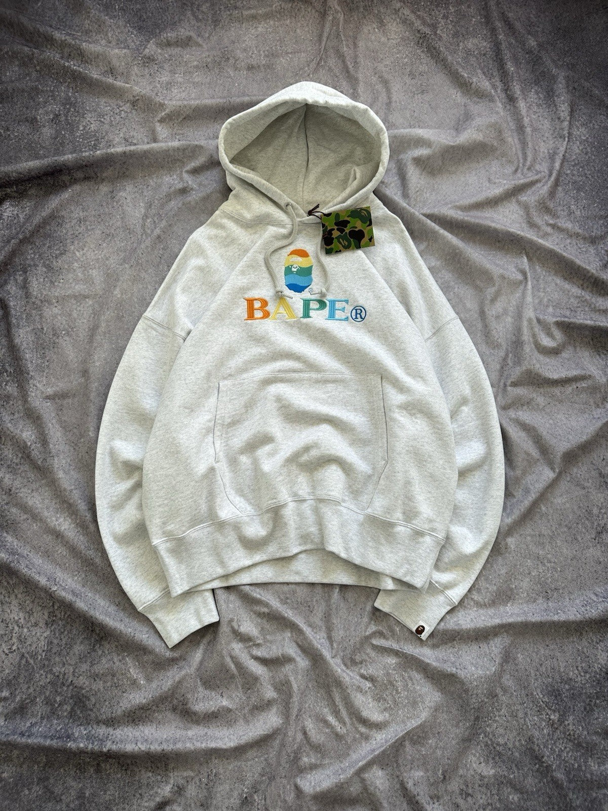 Bape Embroidery Loose Fit Gray Hoodie Size M