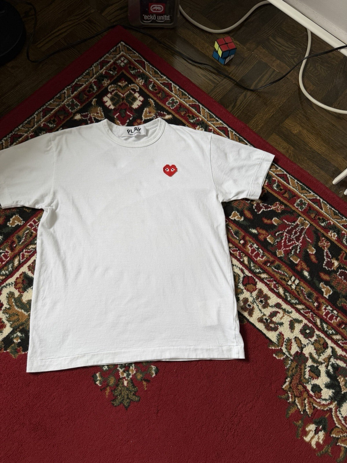 Comme des Garçons Play x Art Work By Invider Heart Size L White Tee