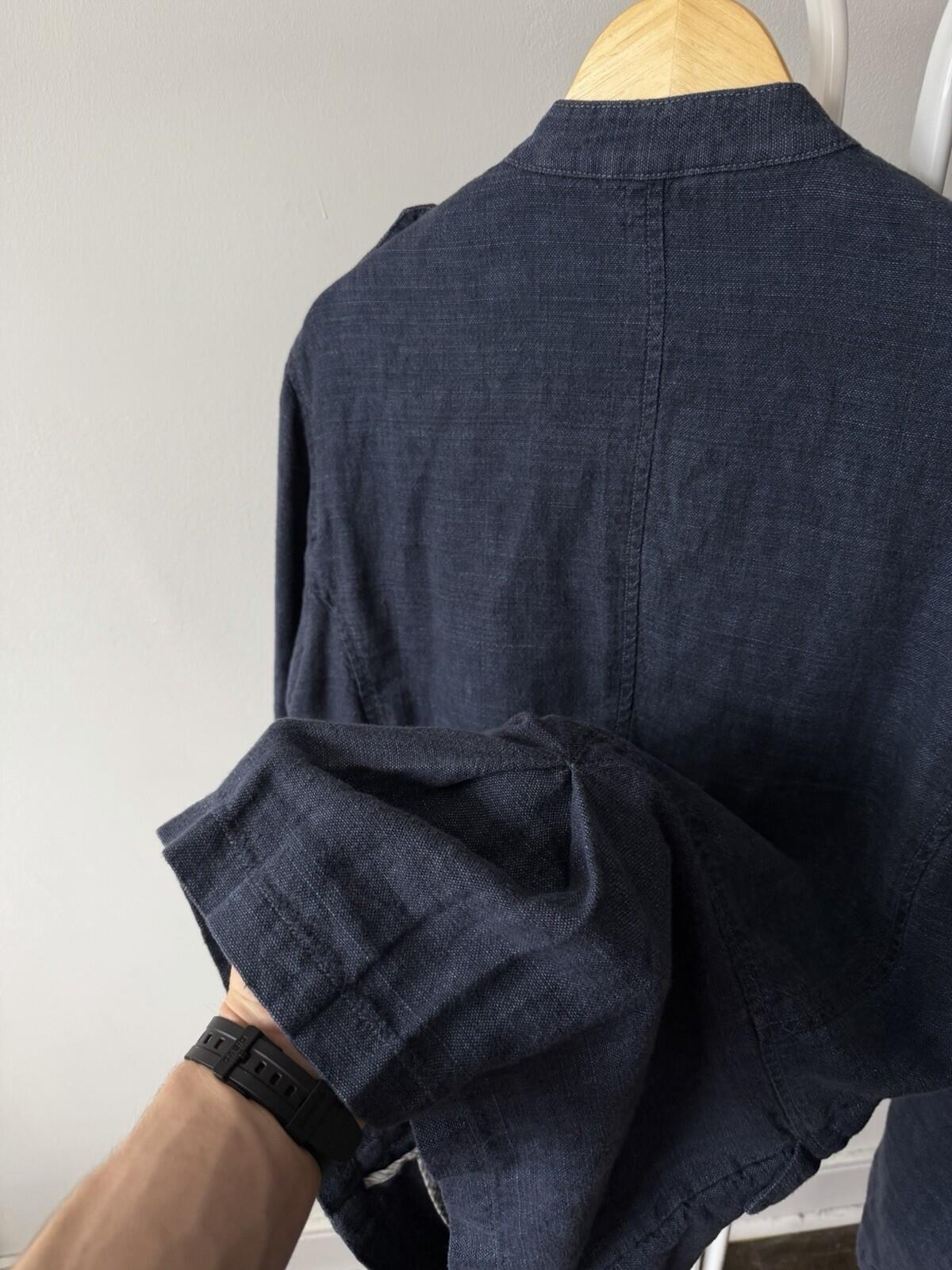 John Varvatos USA Navy Blue Military Utility Linen Jacket Size L