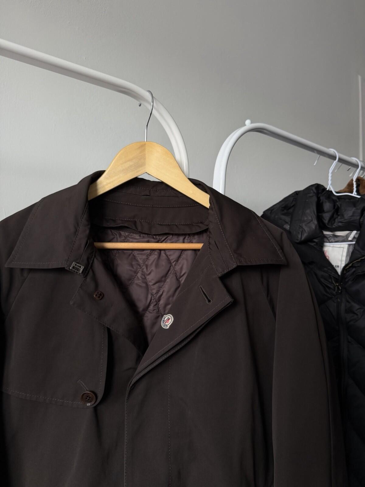 Moncler Nylon Down Coat Mocha Brown Jacket Size 3 Logo Mens
