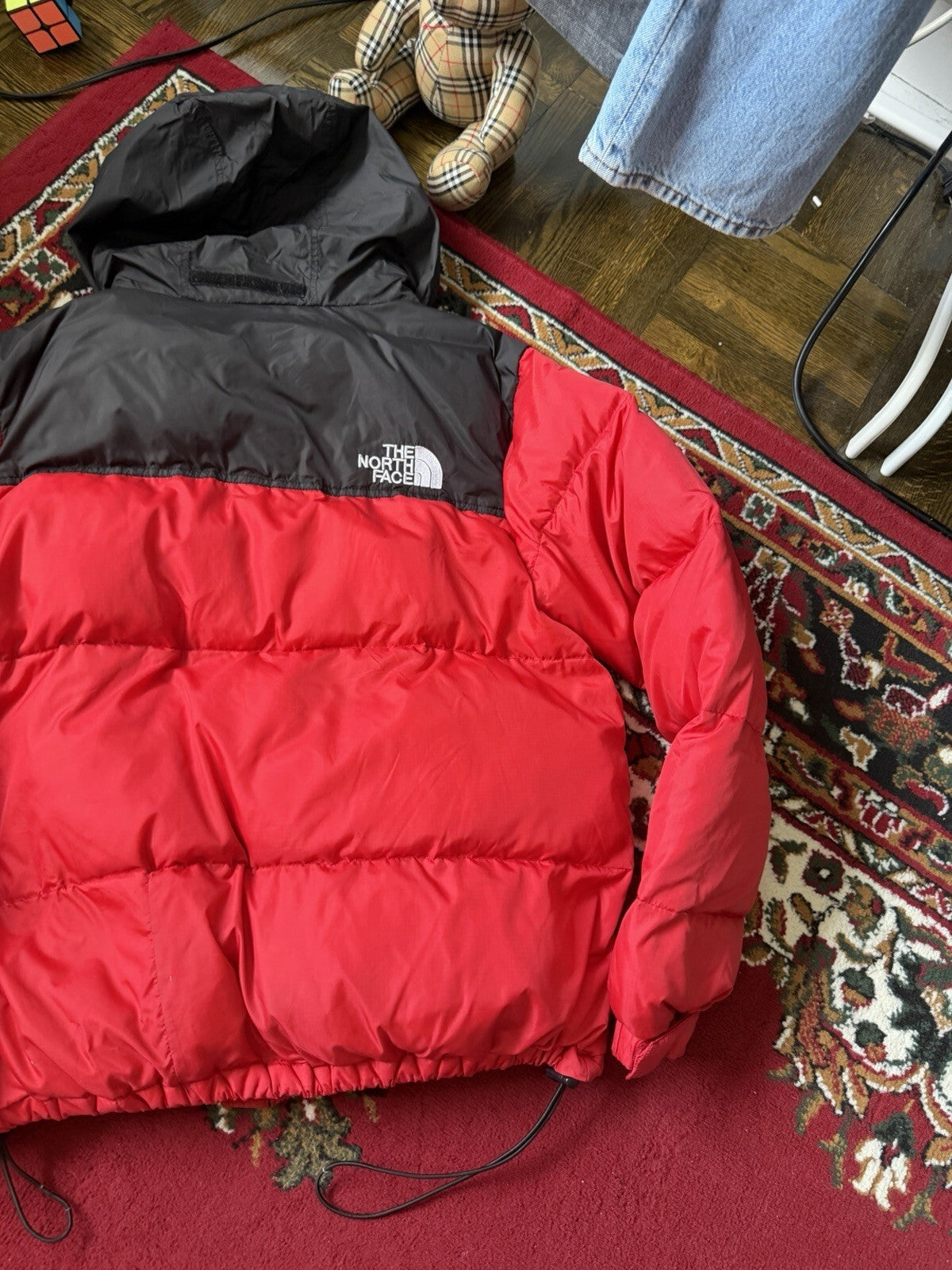 The North Face Nuptse 700 Down Puffer Jacket Red Black Size L